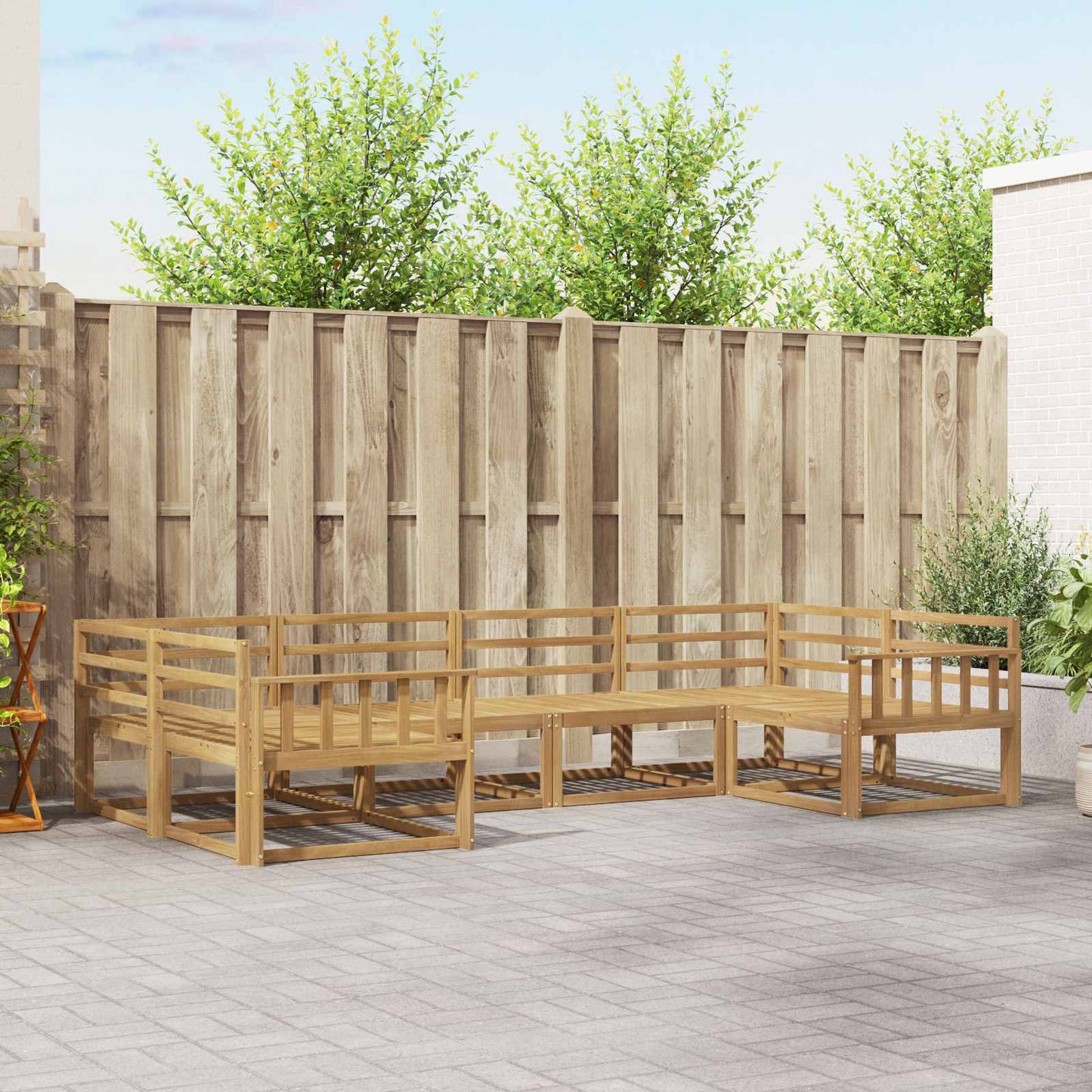 Buiten bankenset 6 pcs Wit Massief Acaciahout is nu te koop bij PeponiXL, paradijselijk wonen!