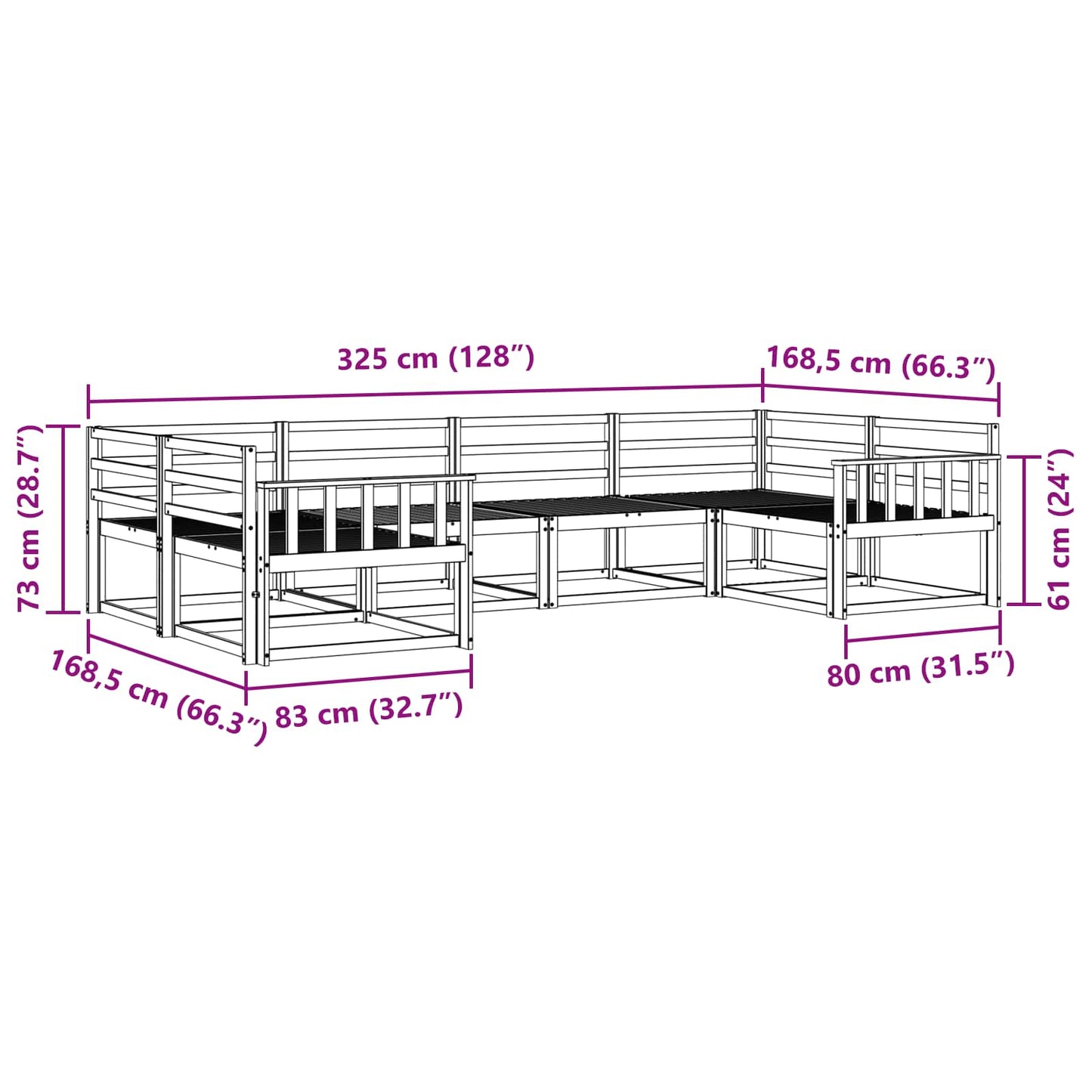 Buiten bankenset 6 pcs Wit Massief Acaciahout is nu te koop bij PeponiXL, paradijselijk wonen!