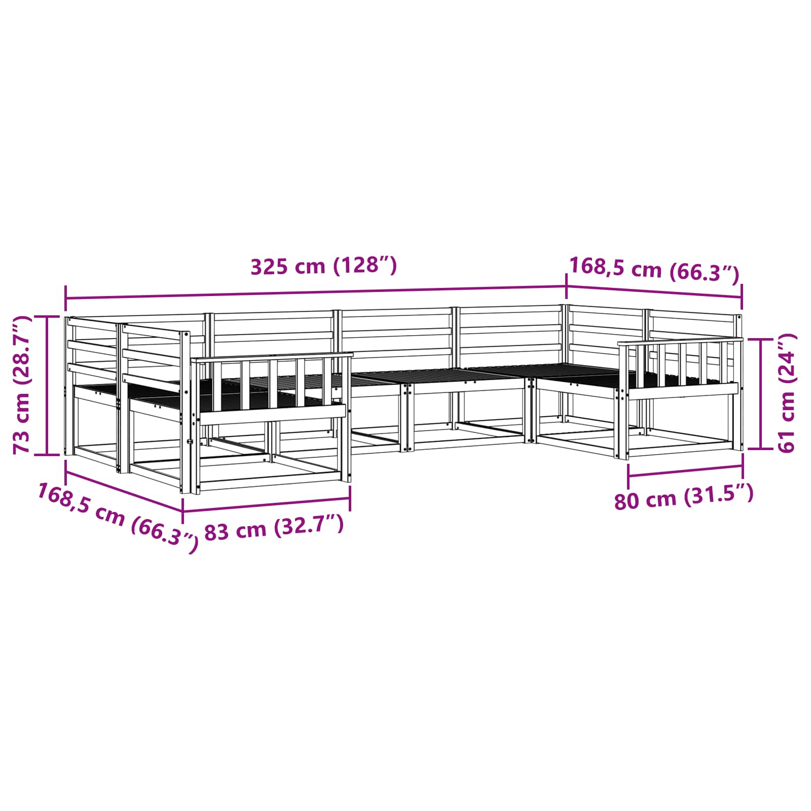 Buiten bankenset 6 pcs Wit Massief Acaciahout is nu te koop bij PeponiXL, paradijselijk wonen!