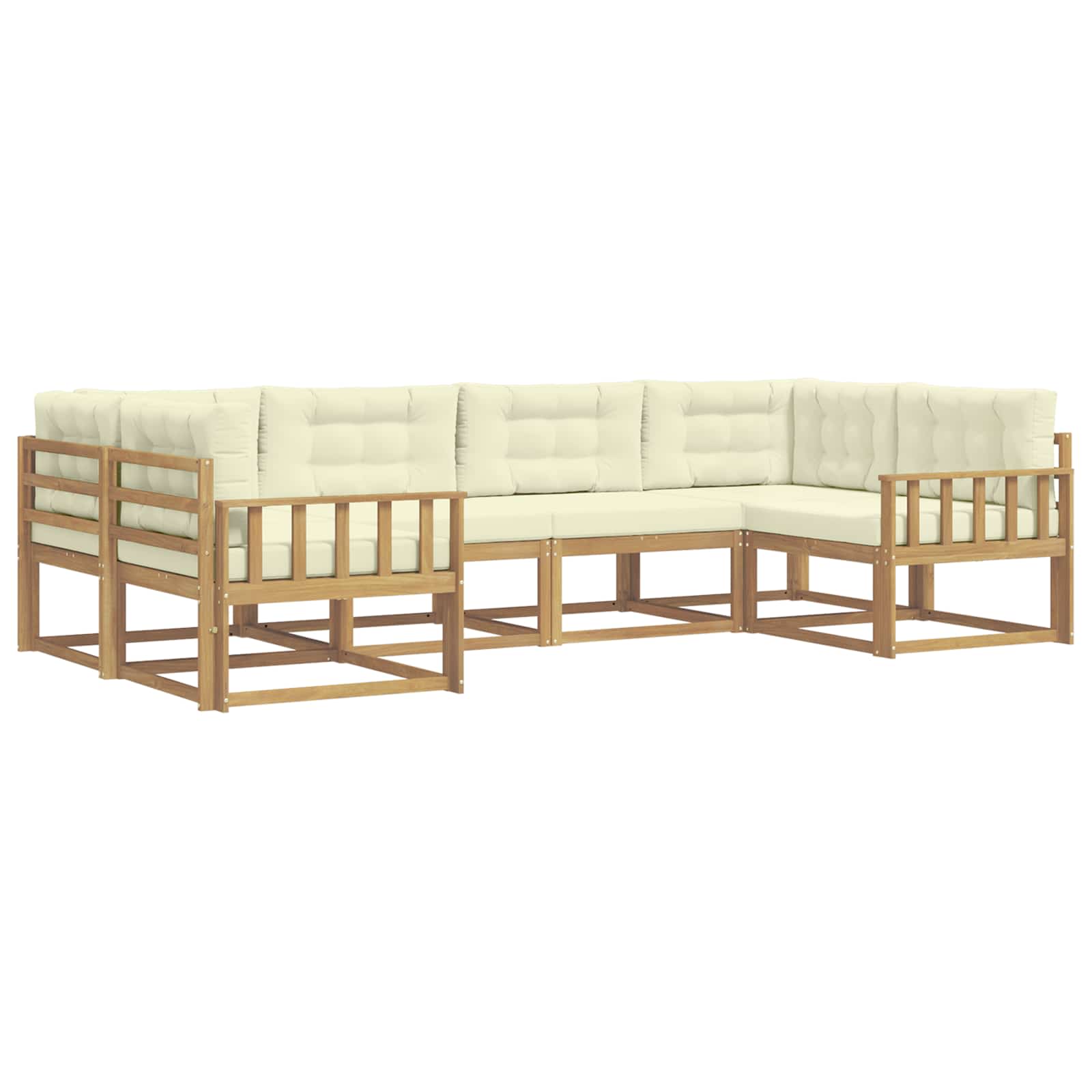Buiten bankenset met kussen 6 pcs Wit en crèmekleurig is nu te koop bij PeponiXL, paradijselijk wonen!