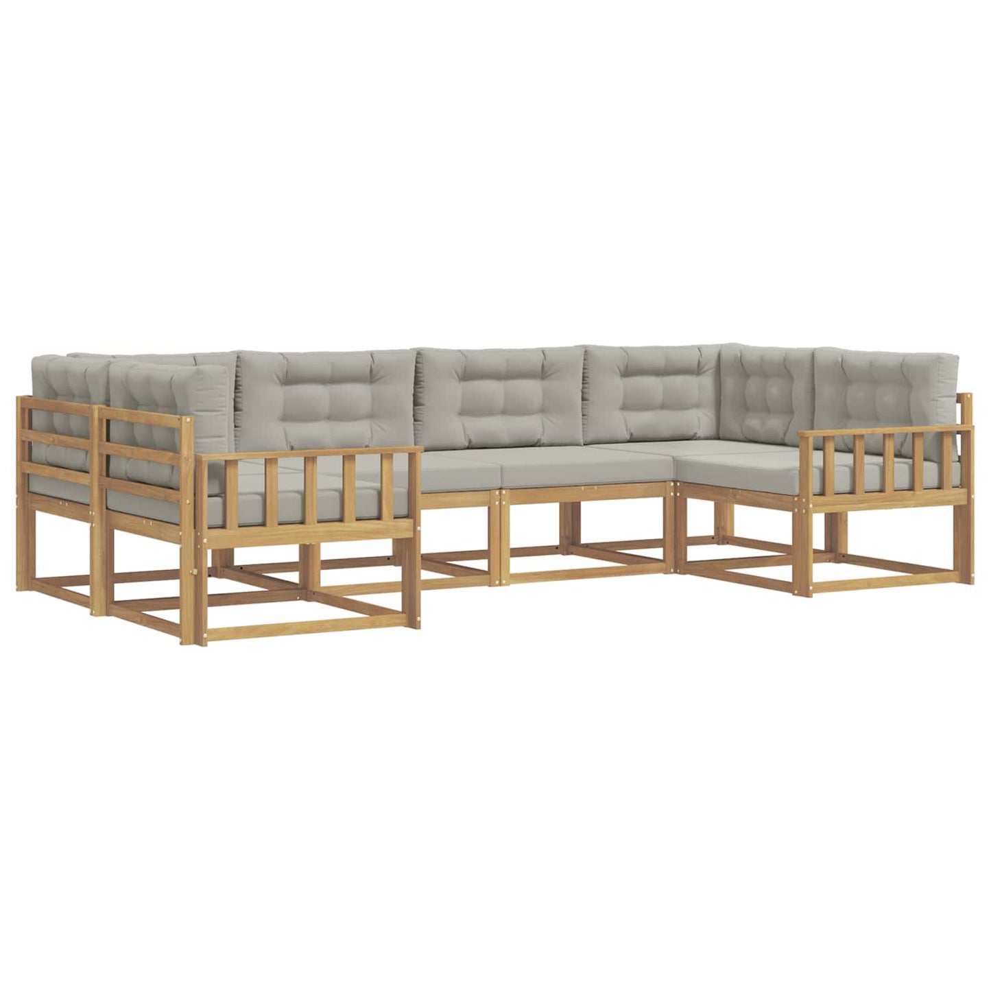 Buiten bankenset met kussen 6 pcs Wit en Lichtgrijs is nu te koop bij PeponiXL, paradijselijk wonen!