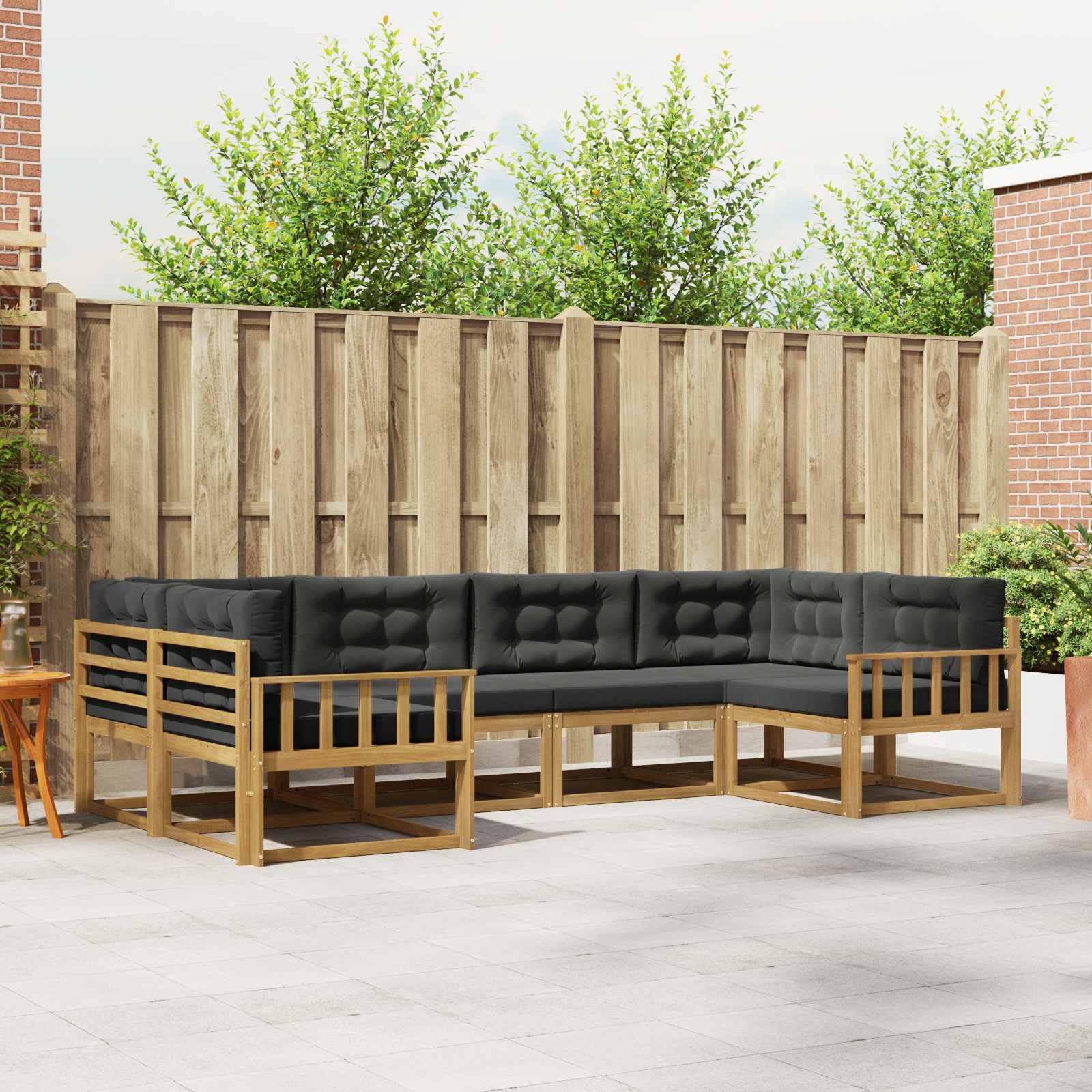 Buiten bankenset met kussen 6 pcs Wit en antracietkleurig is nu te koop bij PeponiXL, paradijselijk wonen!