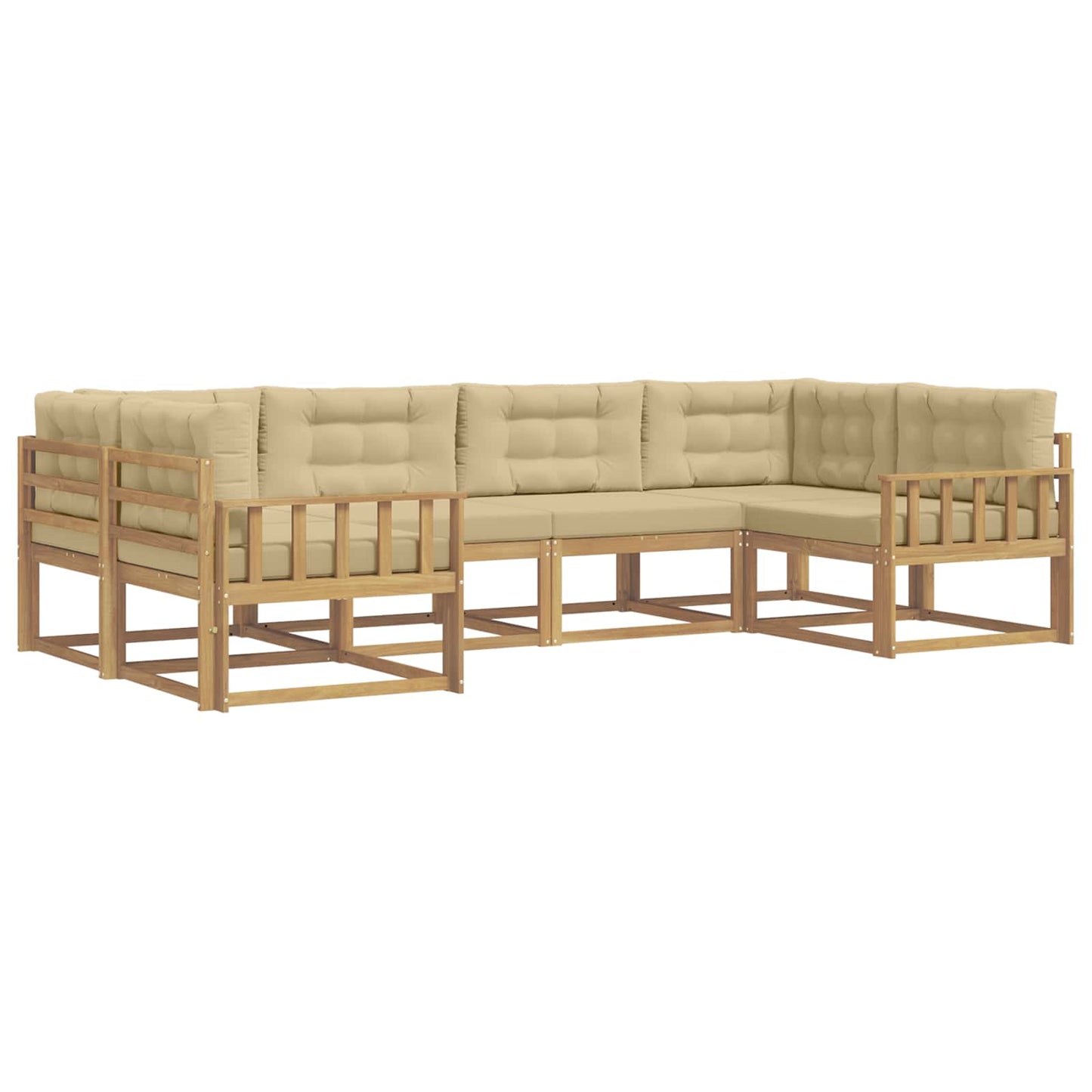 Buiten bankenset met kussen 6 pcs Wit en Beige is nu te koop bij PeponiXL, paradijselijk wonen!