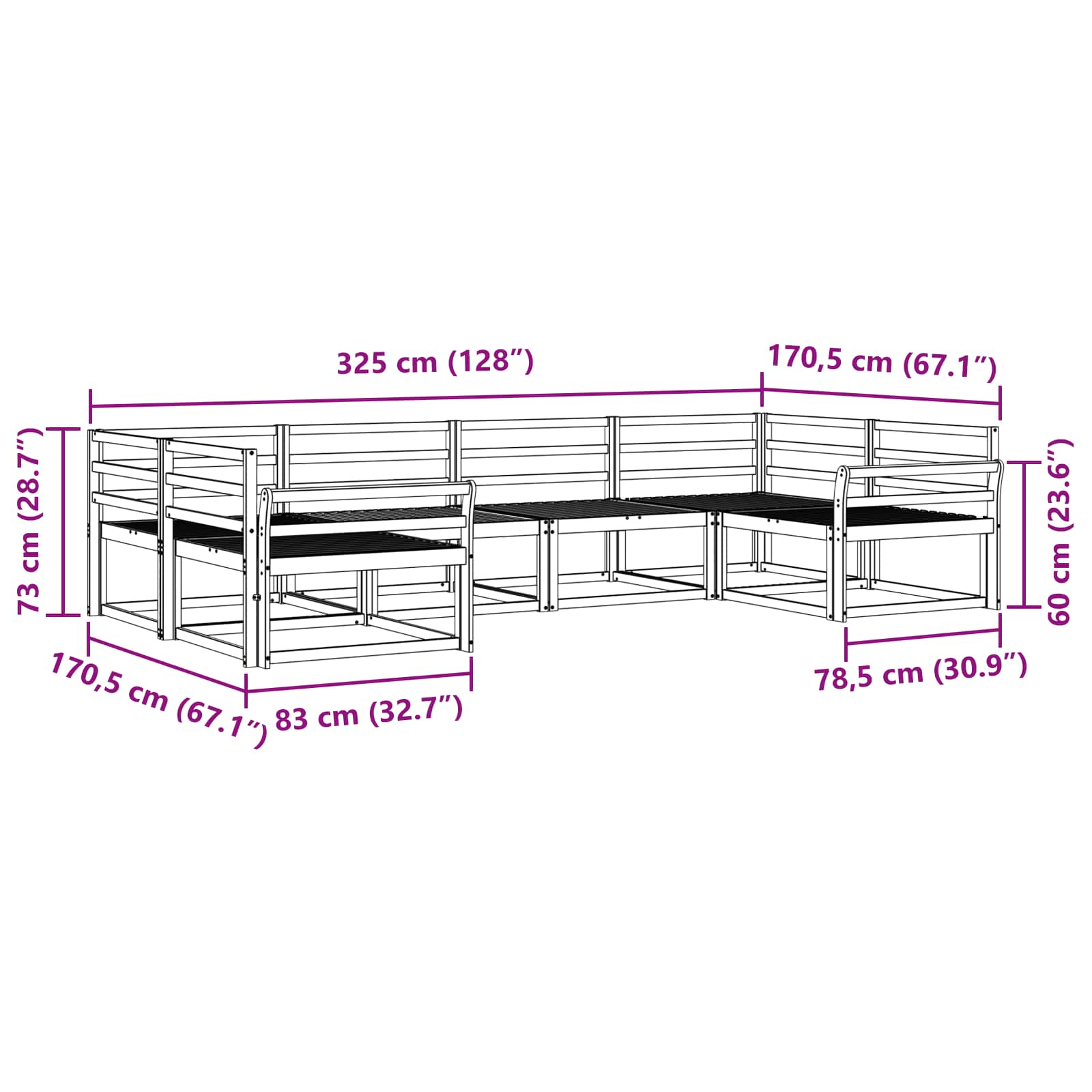 Buiten bankenset 6 pcs Wit Massief Acaciahout is nu te koop bij PeponiXL, paradijselijk wonen!