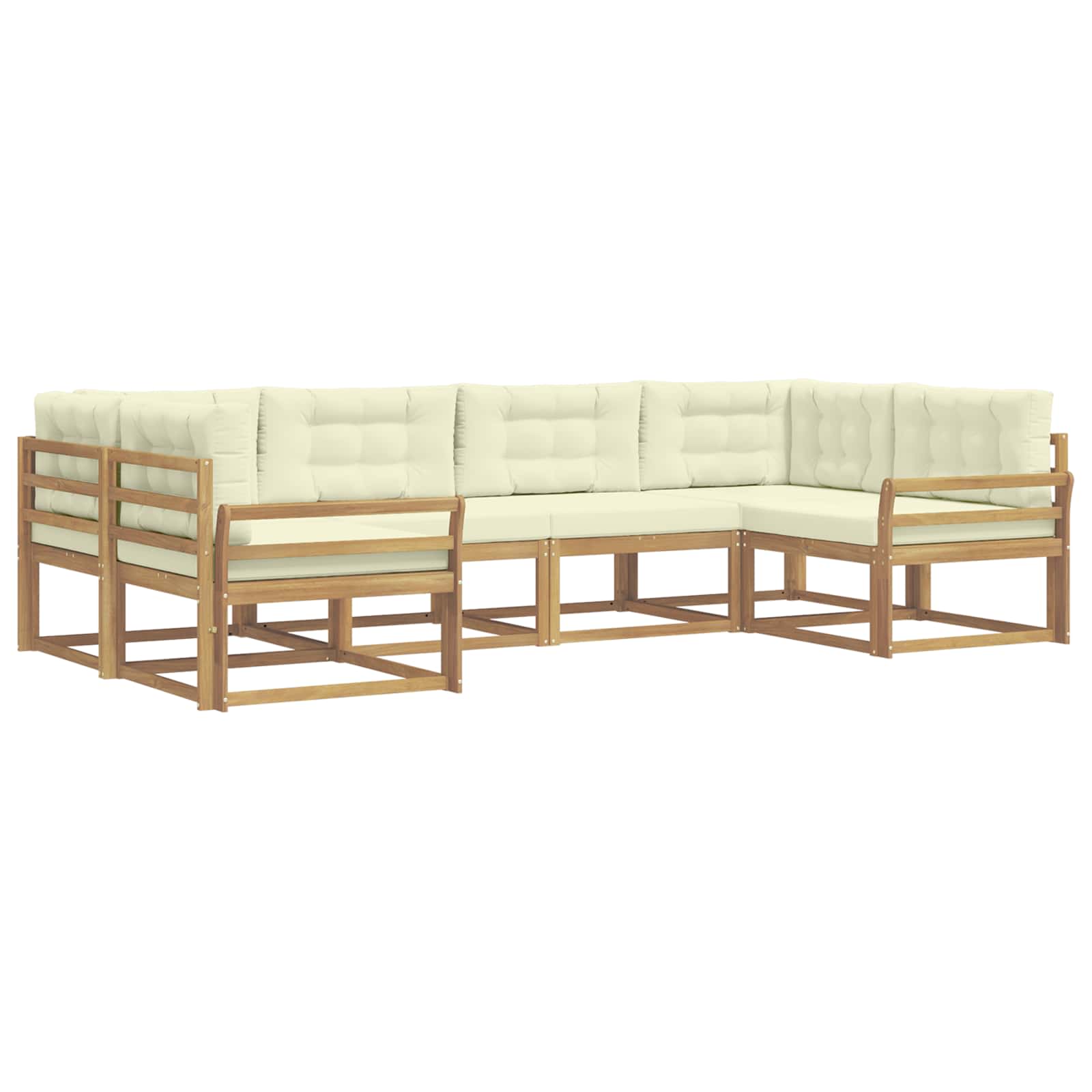 Buiten bankenset met kussen 6 pcs Wit en crèmekleurig is nu te koop bij PeponiXL, paradijselijk wonen!