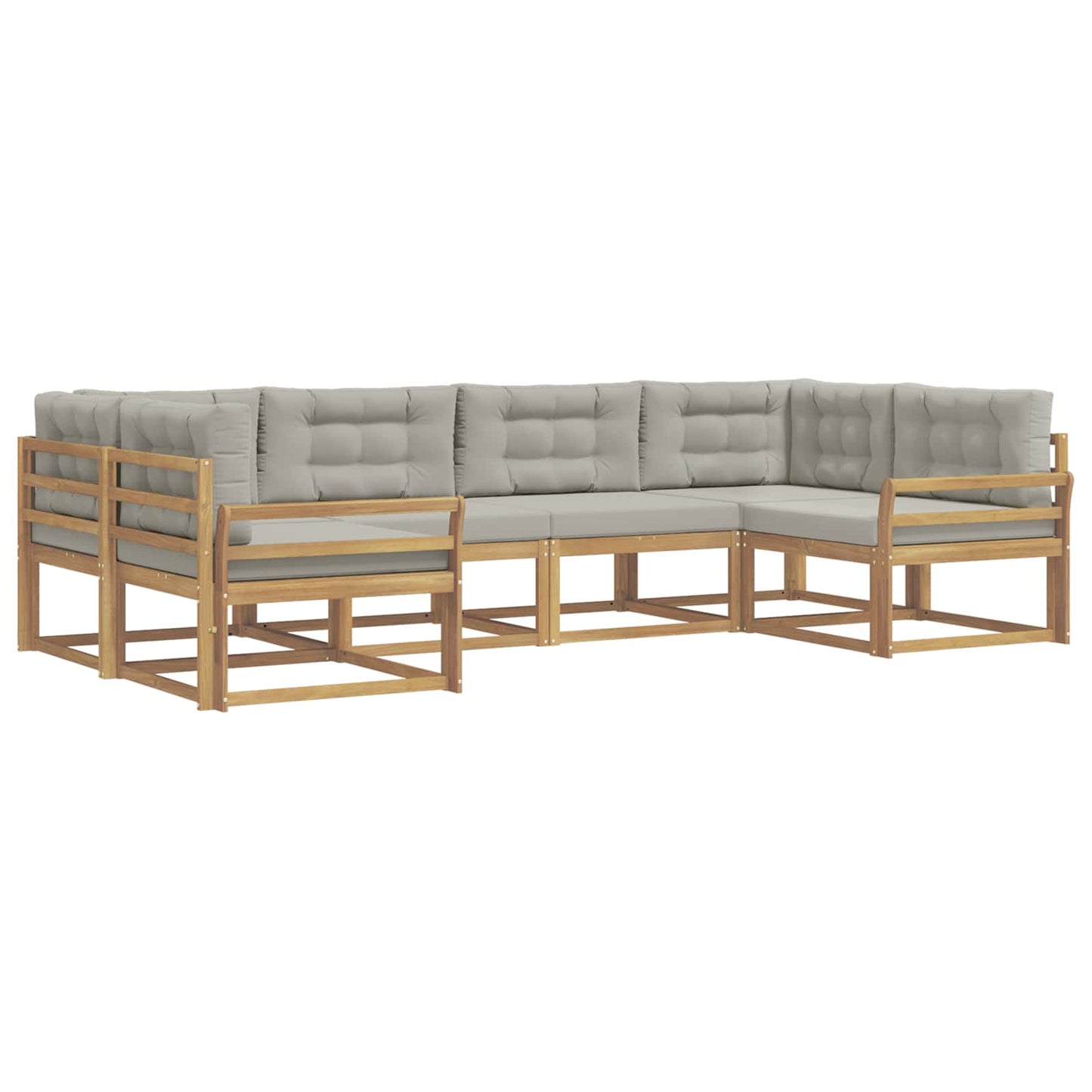 Buiten bankenset met kussen 6 pcs Wit en Lichtgrijs is nu te koop bij PeponiXL, paradijselijk wonen!