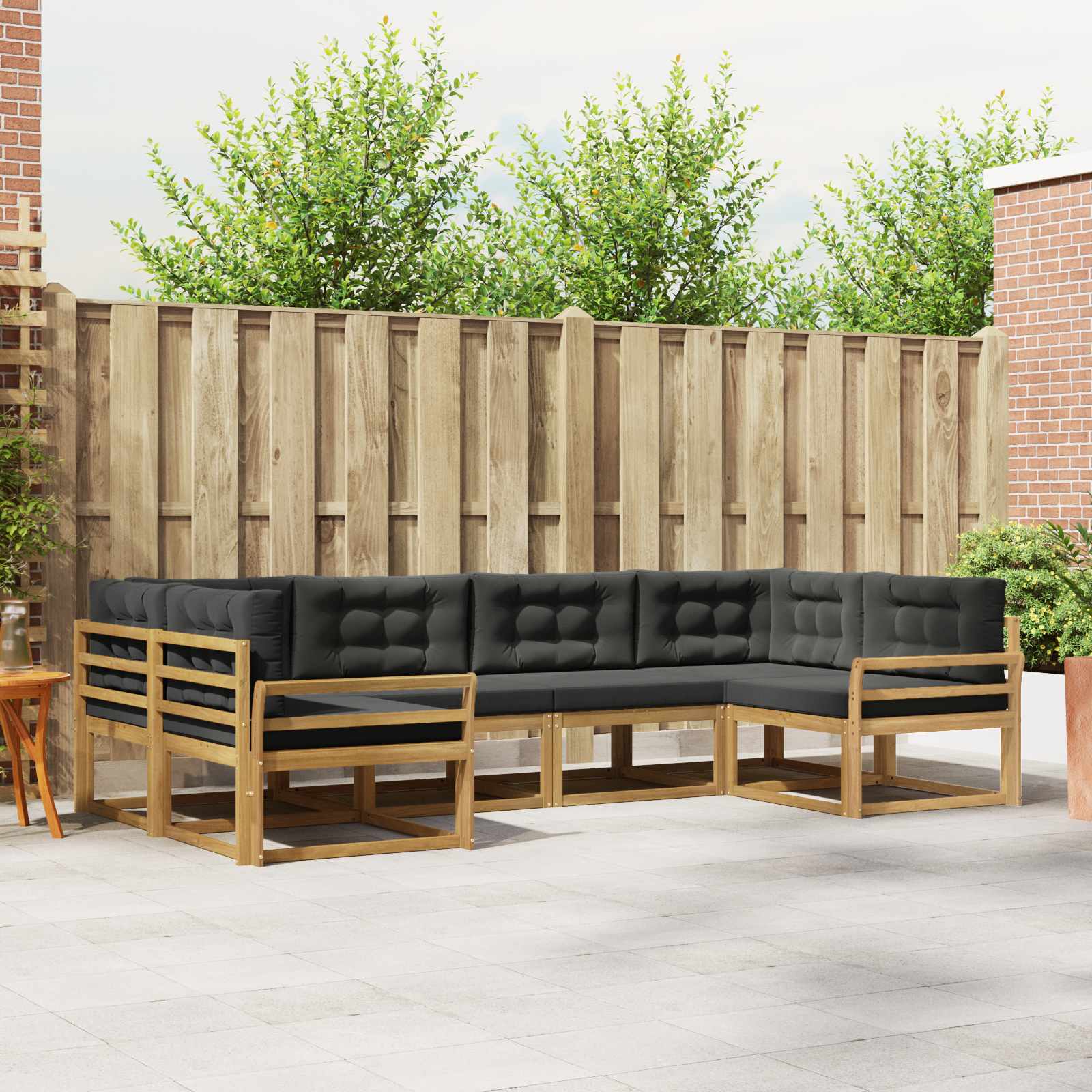 Buiten bankenset met kussen 6 pcs Wit en antracietkleurig is nu te koop bij PeponiXL, paradijselijk wonen!