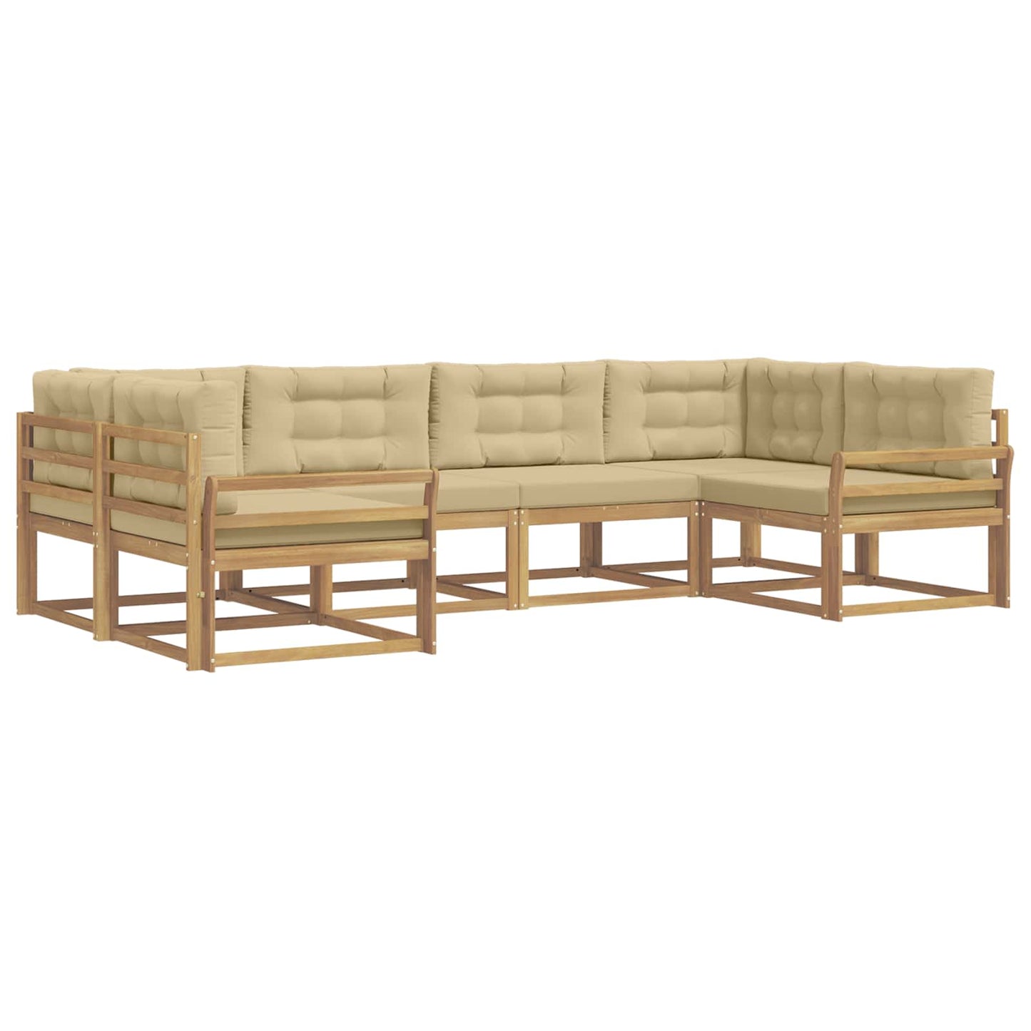 Buiten bankenset met kussen 6 pcs Wit en Beige is nu te koop bij PeponiXL, paradijselijk wonen!