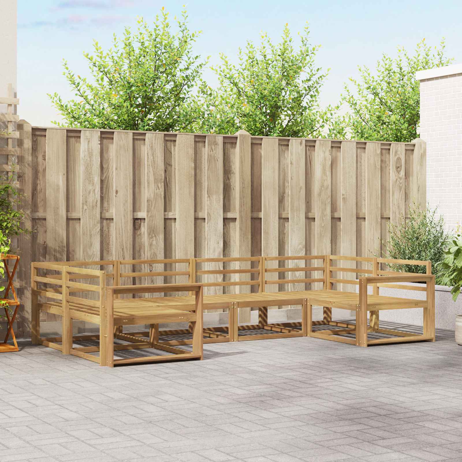 Buiten bankenset 6 pcs Wit Massief Acaciahout is nu te koop bij PeponiXL, paradijselijk wonen!