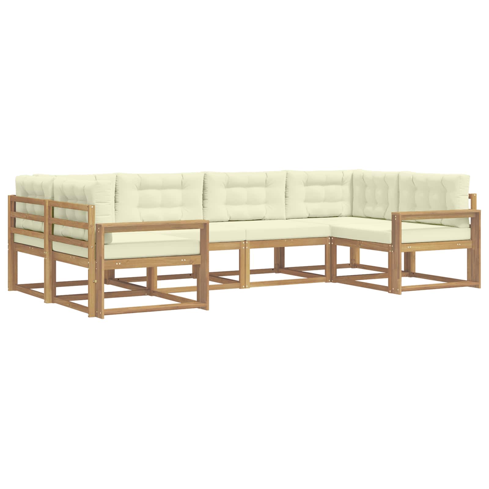 Buiten bankenset met kussen 6 pcs Wit en crèmekleurig is nu te koop bij PeponiXL, paradijselijk wonen!