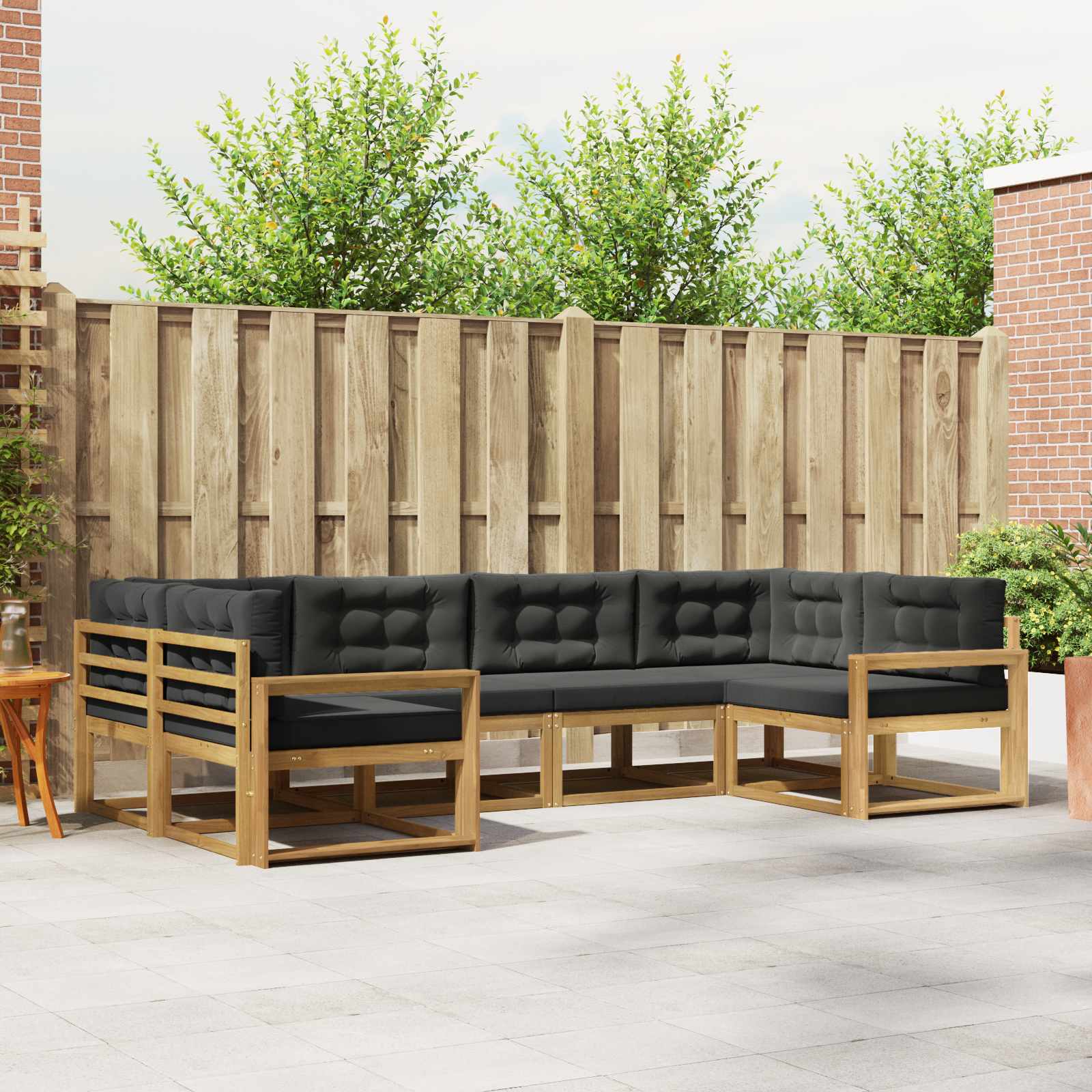 Buiten bankenset met kussen 6 pcs Wit en antracietkleurig is nu te koop bij PeponiXL, paradijselijk wonen!