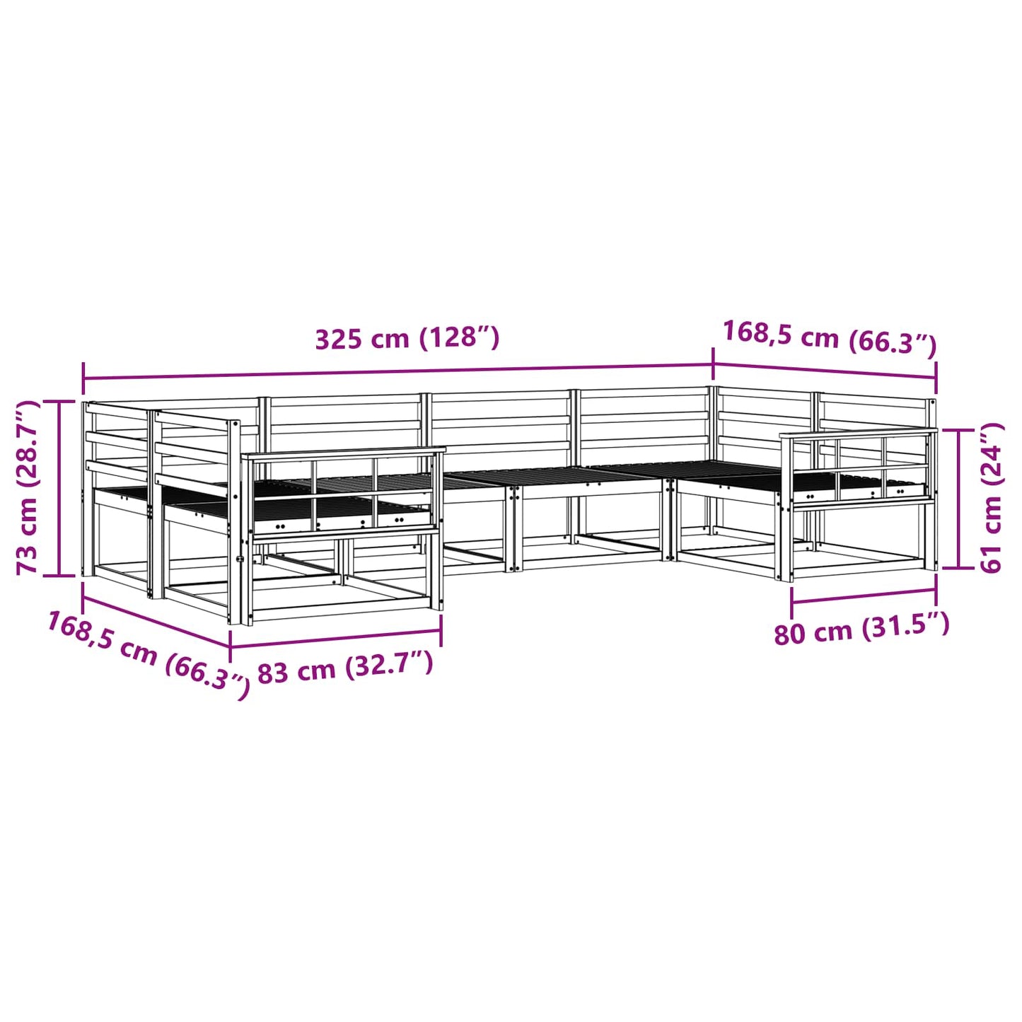 Buiten bankenset 6 pcs Wit Massief Acaciahout is nu te koop bij PeponiXL, paradijselijk wonen!
