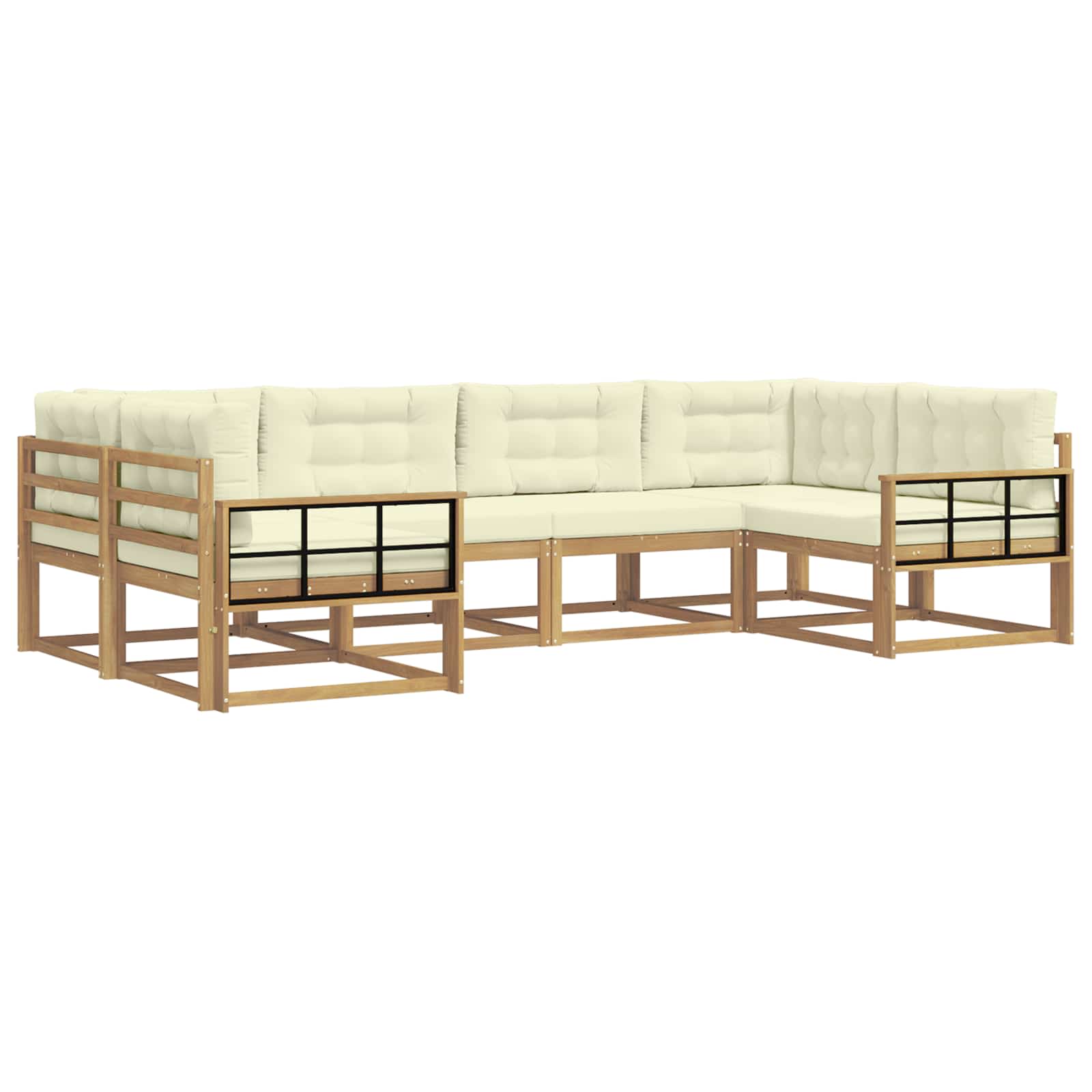 Buiten bankenset met kussen 6 pcs Wit en crèmekleurig is nu te koop bij PeponiXL, paradijselijk wonen!