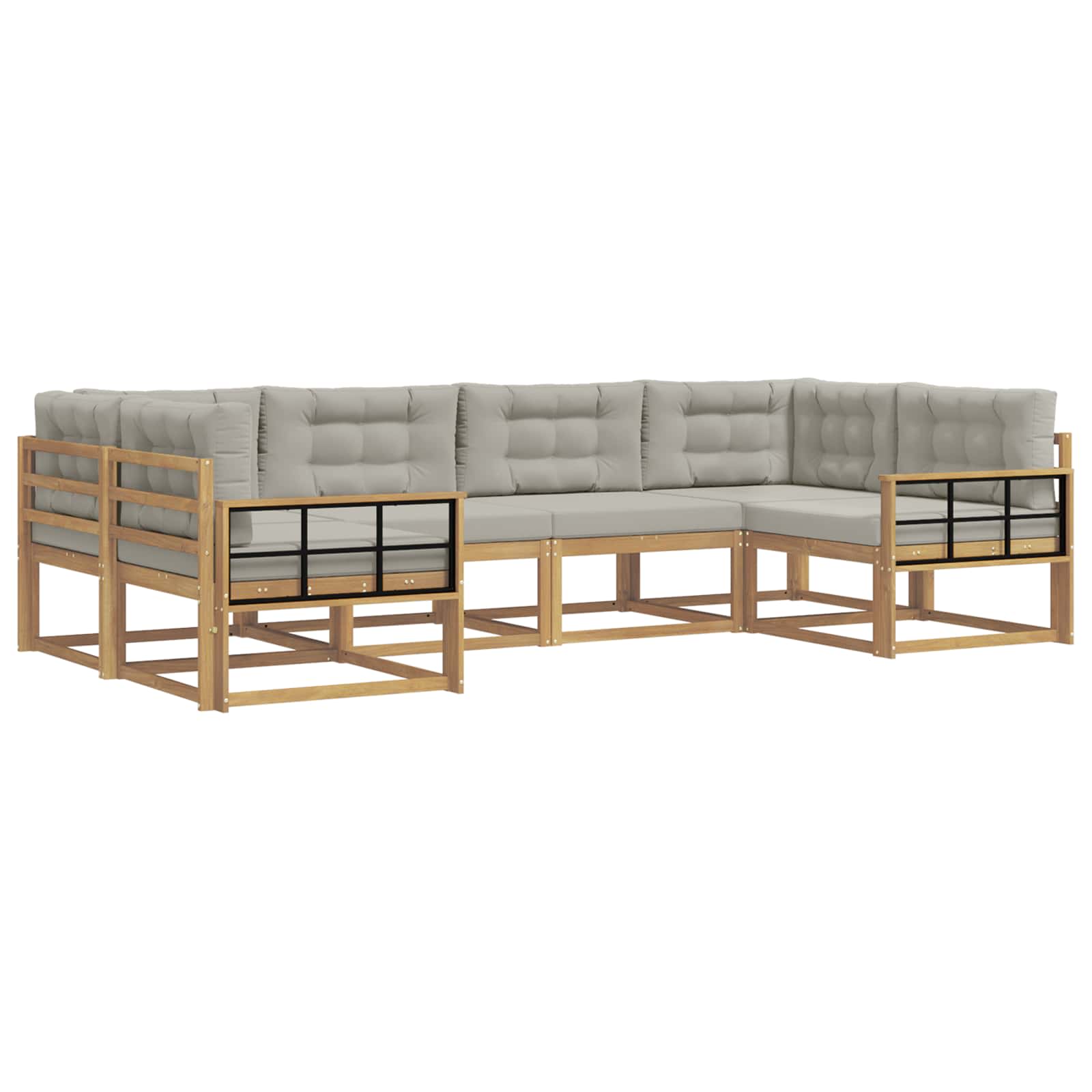Buiten bankenset met kussen 6 pcs Wit en Lichtgrijs is nu te koop bij PeponiXL, paradijselijk wonen!