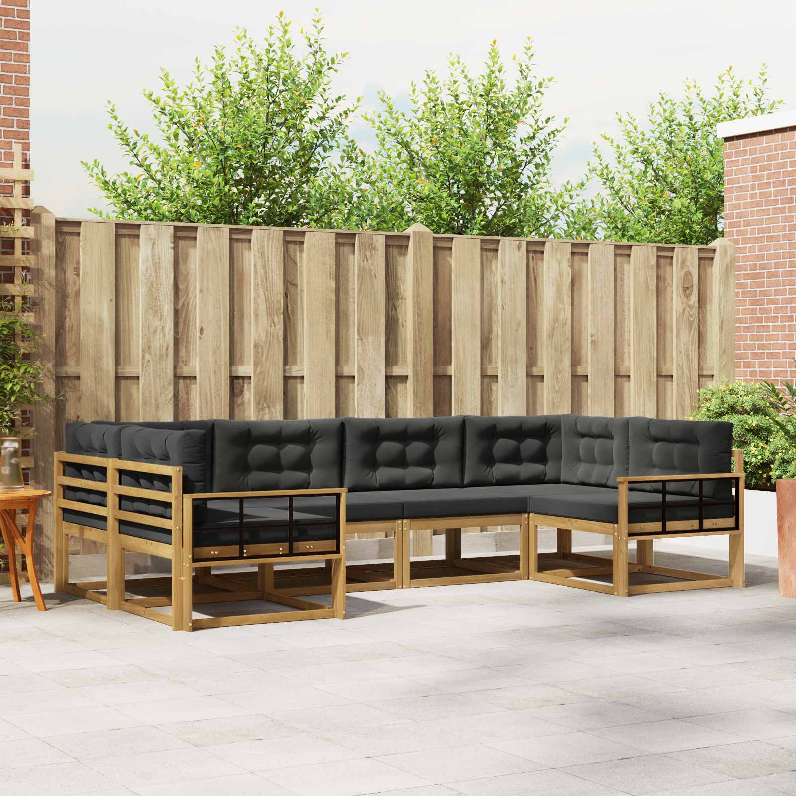 Buiten bankenset met kussen 6 pcs Wit en antracietkleurig is nu te koop bij PeponiXL, paradijselijk wonen!