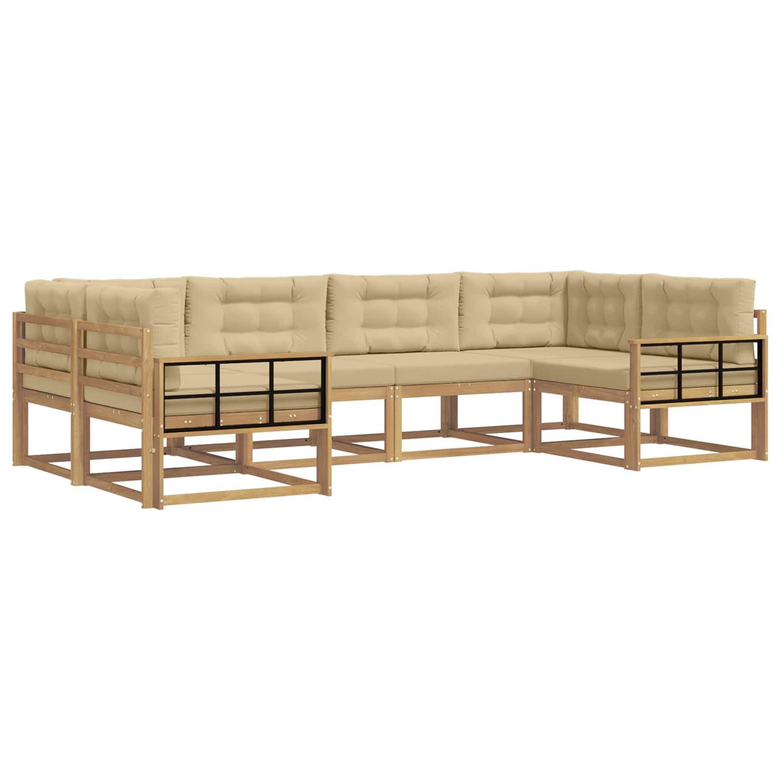 Buiten bankenset met kussen 6 pcs Wit en Beige is nu te koop bij PeponiXL, paradijselijk wonen!