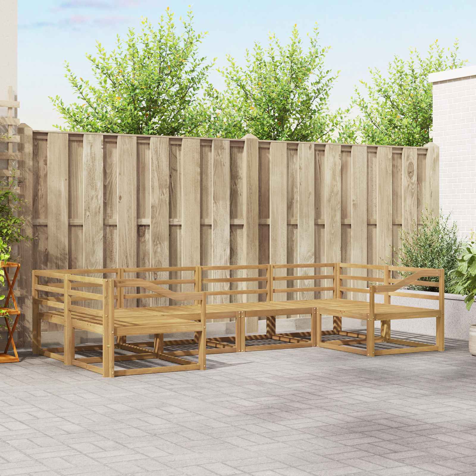 Buiten bankenset 6 pcs Wit Massief Acaciahout is nu te koop bij PeponiXL, paradijselijk wonen!