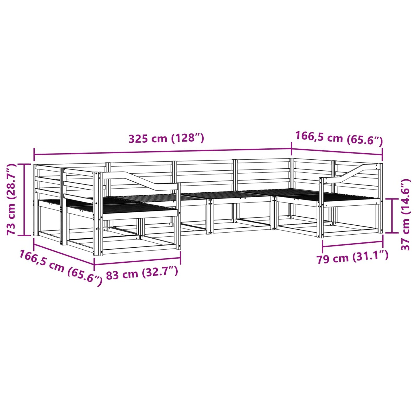 Buiten bankenset 6 pcs Wit Massief Acaciahout is nu te koop bij PeponiXL, paradijselijk wonen!