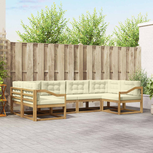 Buiten bankenset met kussen 6 pcs Wit en crèmekleurig is nu te koop bij PeponiXL, paradijselijk wonen!