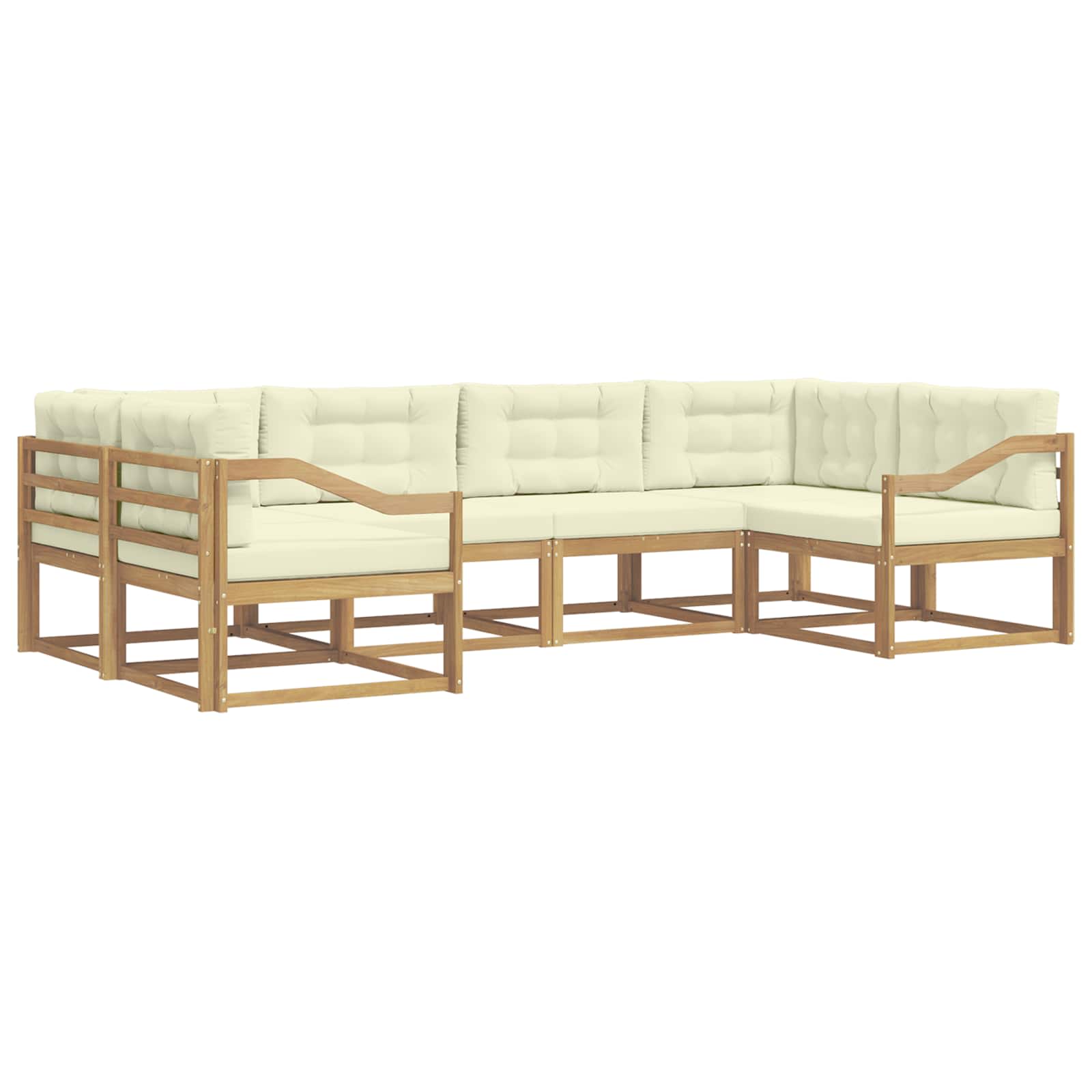 Buiten bankenset met kussen 6 pcs Wit en crèmekleurig is nu te koop bij PeponiXL, paradijselijk wonen!