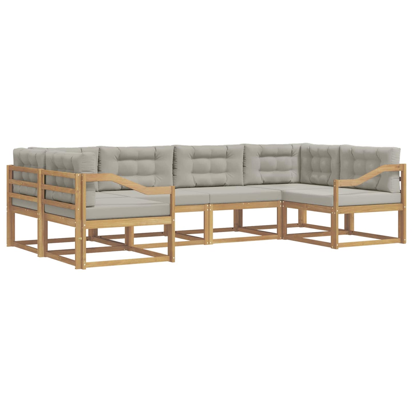 Buiten bankenset met kussen 6 pcs Wit en Lichtgrijs is nu te koop bij PeponiXL, paradijselijk wonen!