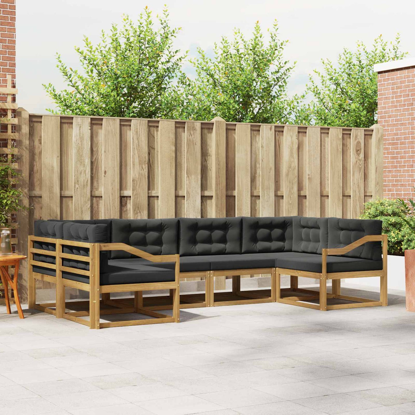 Buiten bankenset met kussen 6 pcs Wit en antracietkleurig is nu te koop bij PeponiXL, paradijselijk wonen!