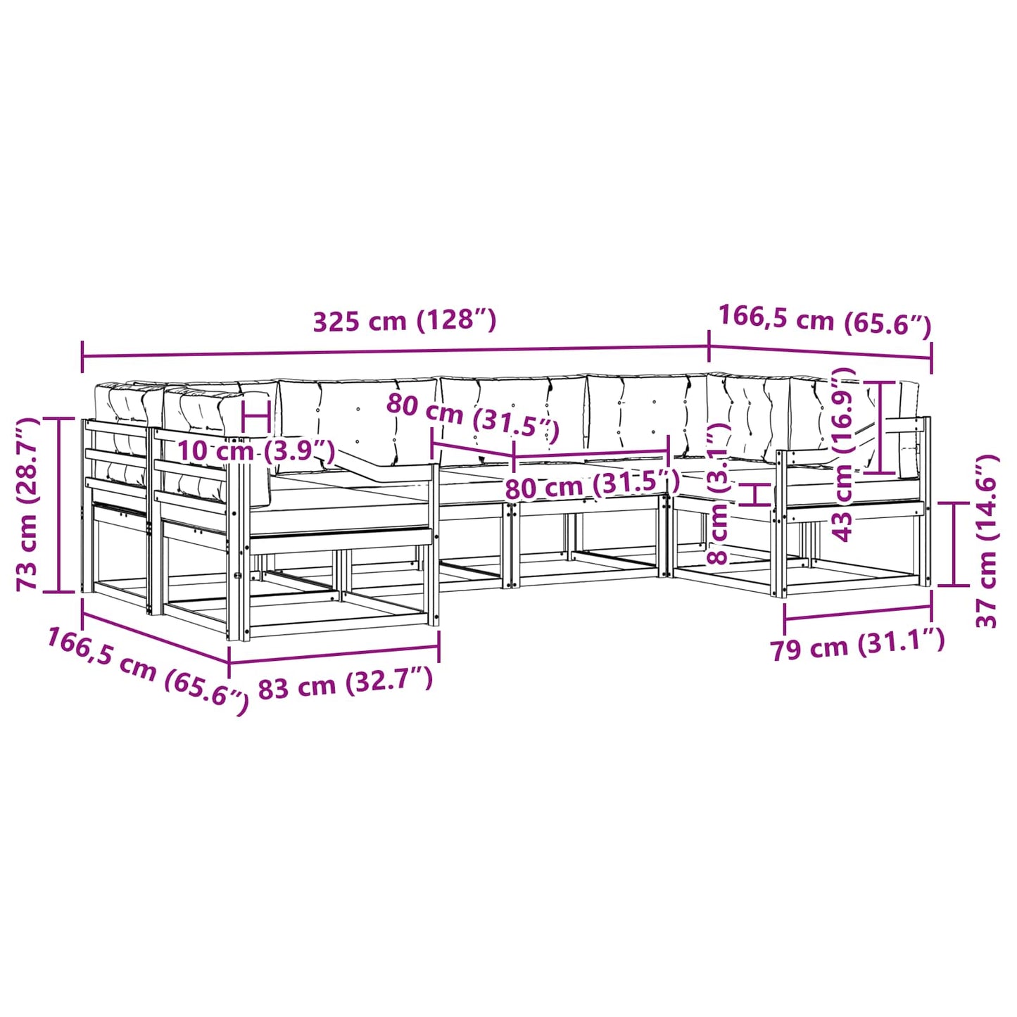 Buiten bankenset met kussen 6 pcs Wit en antracietkleurig is nu te koop bij PeponiXL, paradijselijk wonen!
