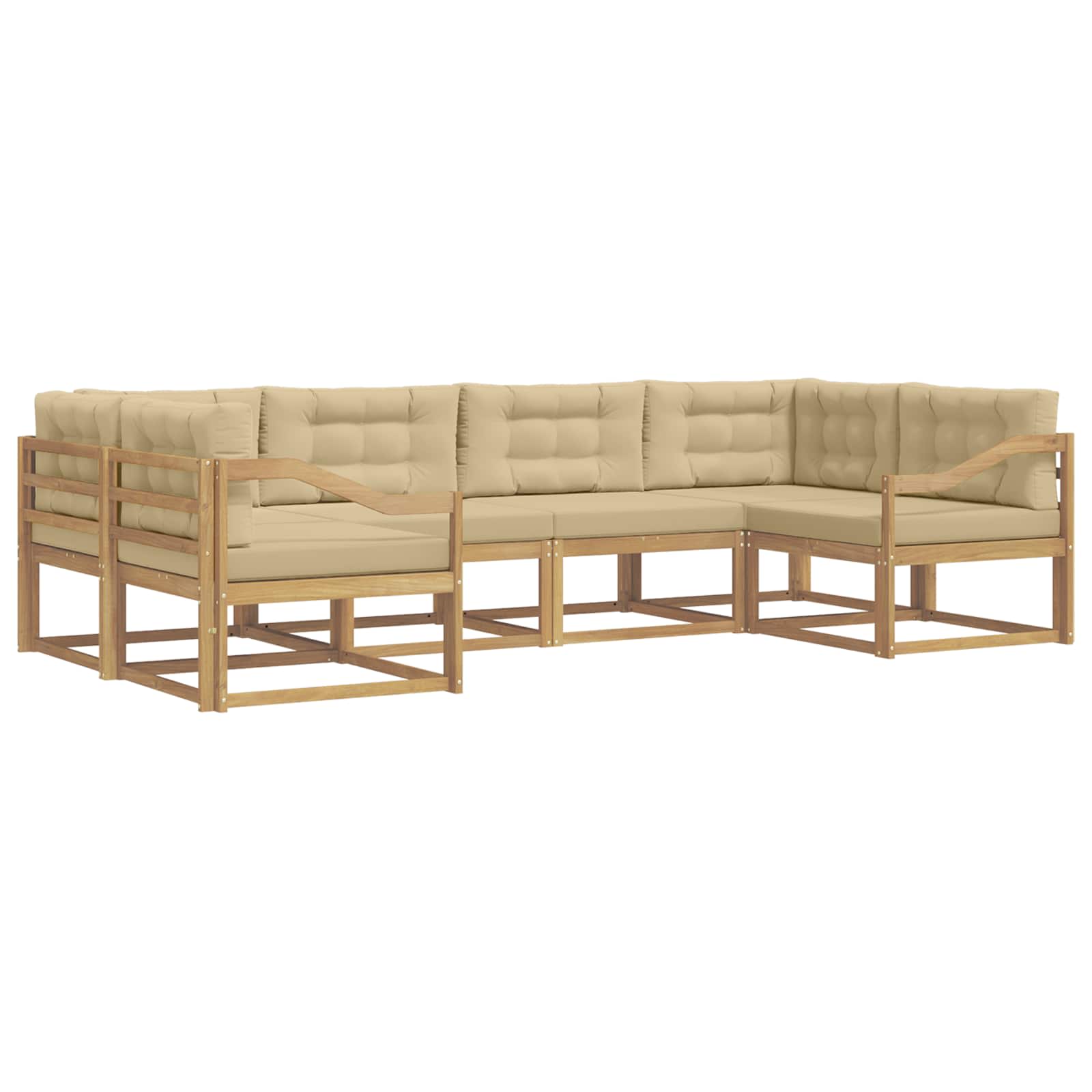 Buiten bankenset met kussen 6 pcs Wit en Beige is nu te koop bij PeponiXL, paradijselijk wonen!