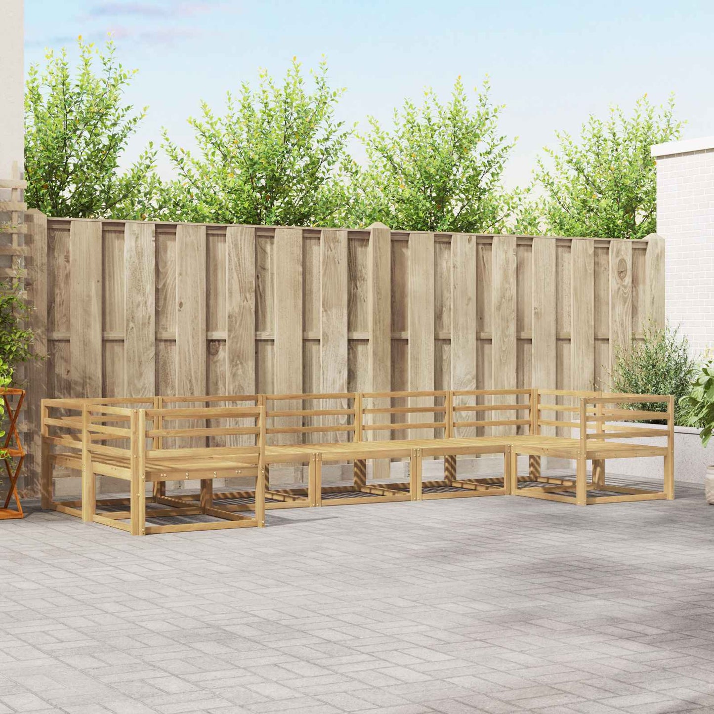 Buiten bankenset 7 pcs Wit Massief Acaciahout is nu te koop bij PeponiXL, paradijselijk wonen!
