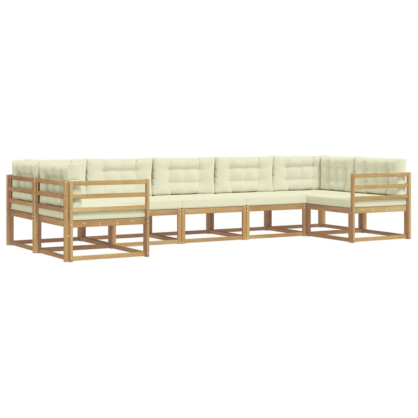 Buiten bankenset met kussen 7 pcs Wit en crèmekleurig is nu te koop bij PeponiXL, paradijselijk wonen!