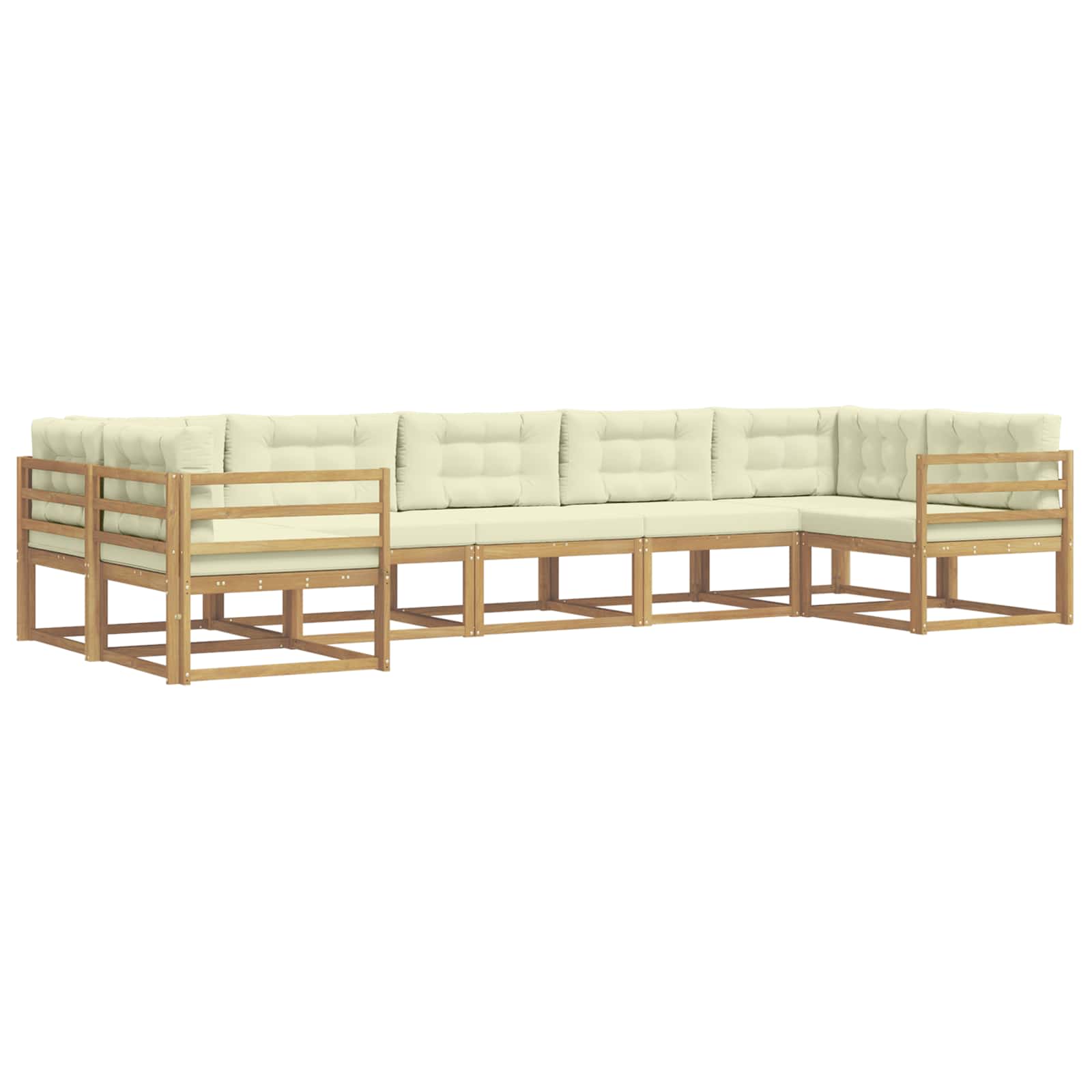 Buiten bankenset met kussen 7 pcs Wit en crèmekleurig is nu te koop bij PeponiXL, paradijselijk wonen!