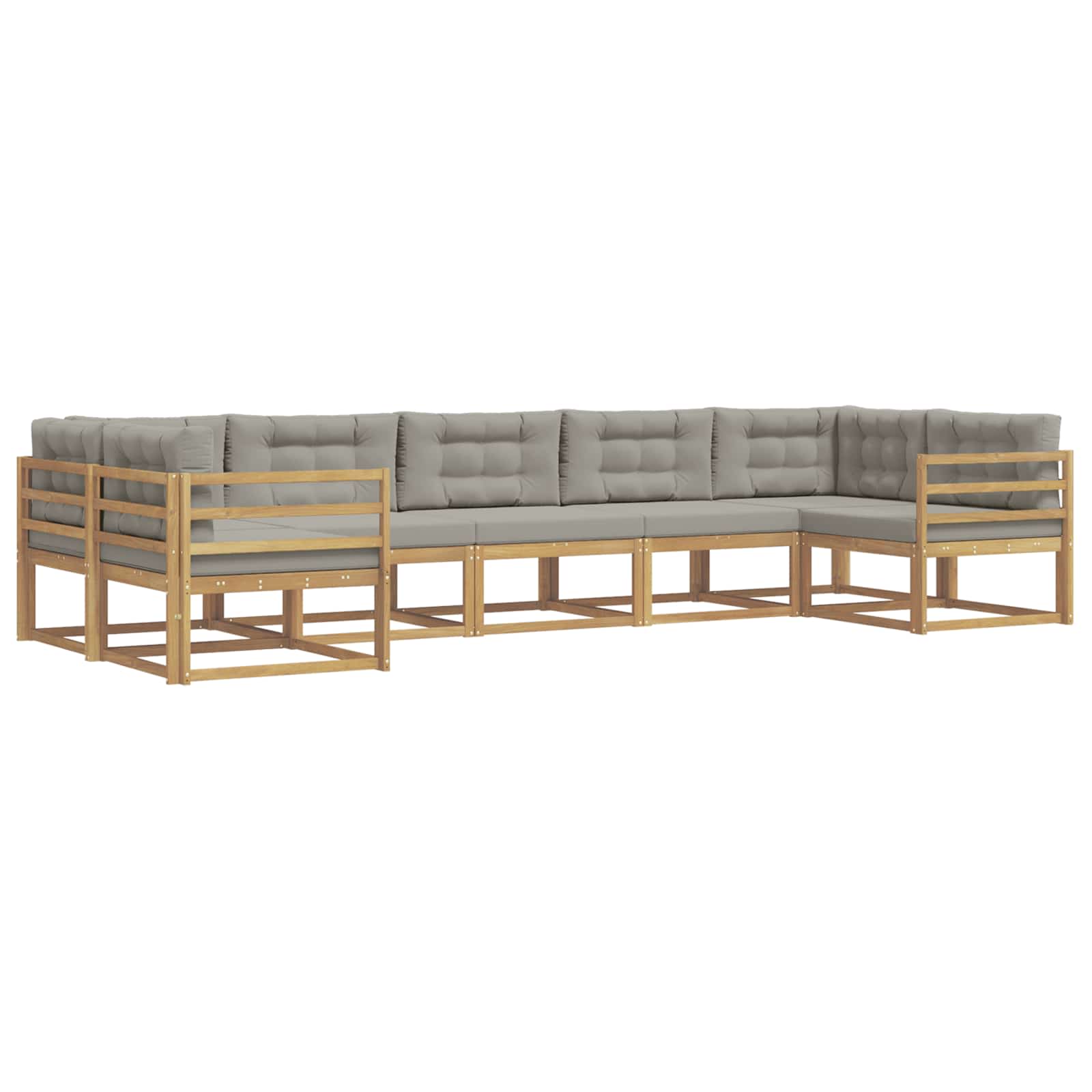 Buiten bankenset met kussen 7 pcs Wit en Lichtgrijs is nu te koop bij PeponiXL, paradijselijk wonen!