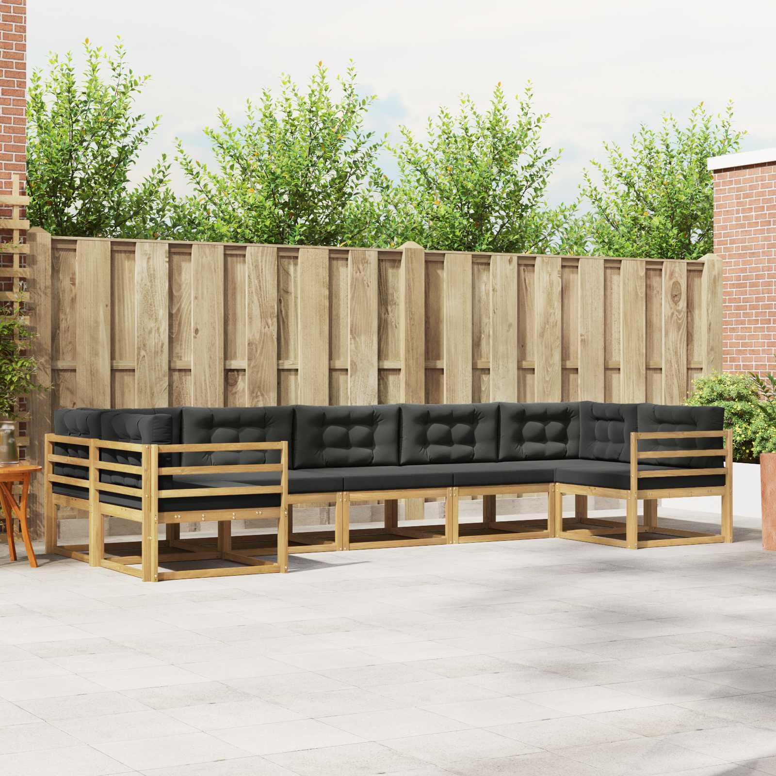 Buiten bankenset met kussen 7 pcs Wit en antracietkleurig is nu te koop bij PeponiXL, paradijselijk wonen!