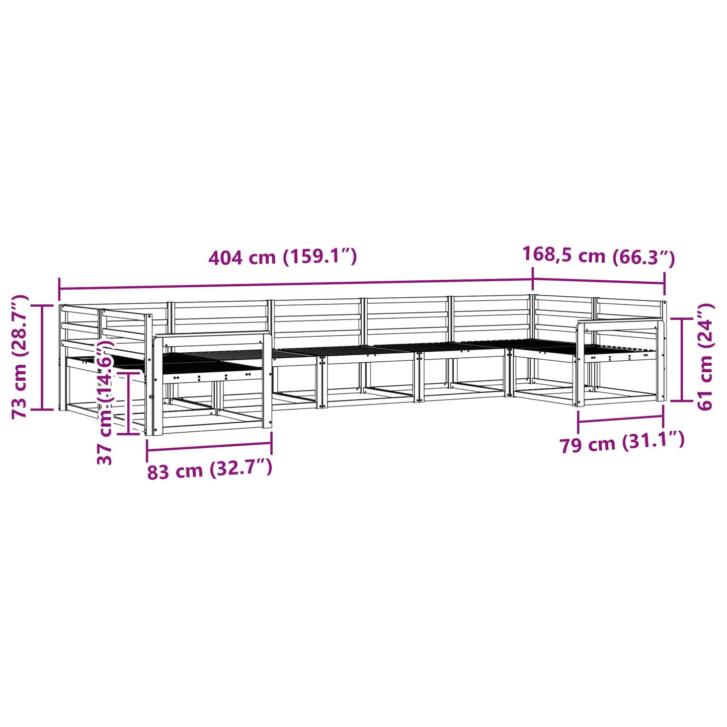 Buiten bankenset 7 pcs Wit Massief Acaciahout is nu te koop bij PeponiXL, paradijselijk wonen!