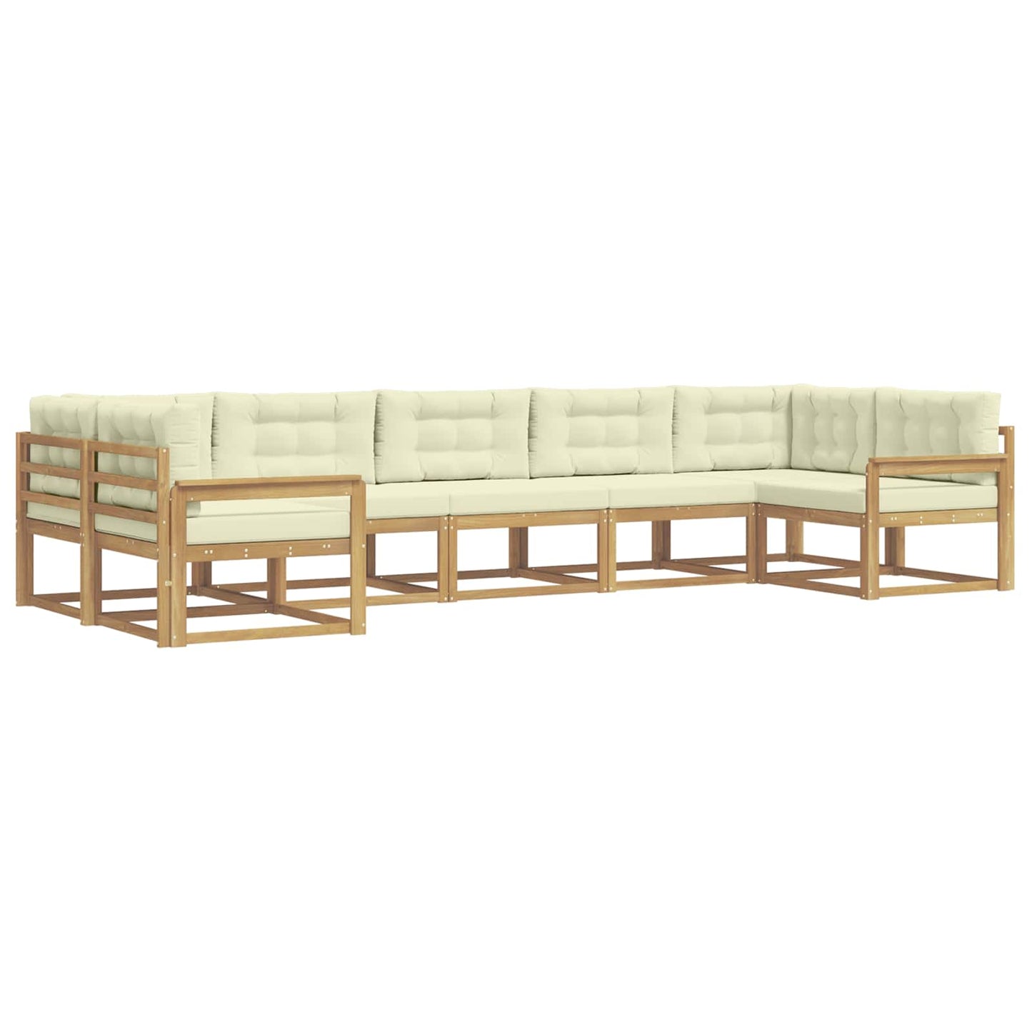 Buiten bankenset met kussen 7 pcs Wit en crèmekleurig is nu te koop bij PeponiXL, paradijselijk wonen!