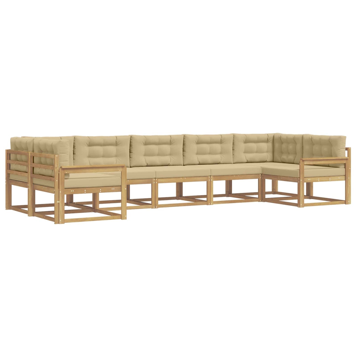Buiten bankenset met kussen 7 pcs Wit en Beige is nu te koop bij PeponiXL, paradijselijk wonen!