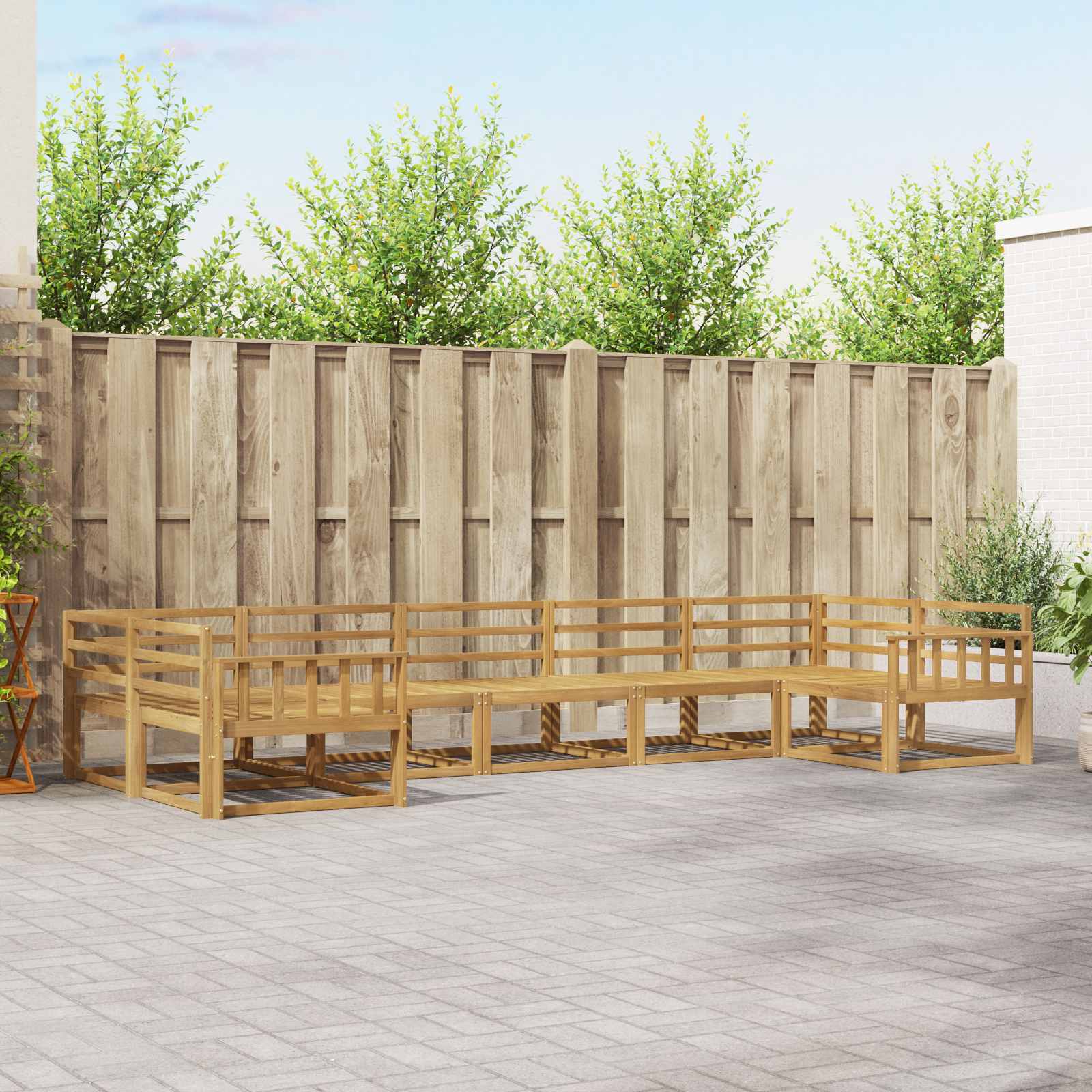 Buiten bankenset 7 pcs Wit Massief Acaciahout is nu te koop bij PeponiXL, paradijselijk wonen!