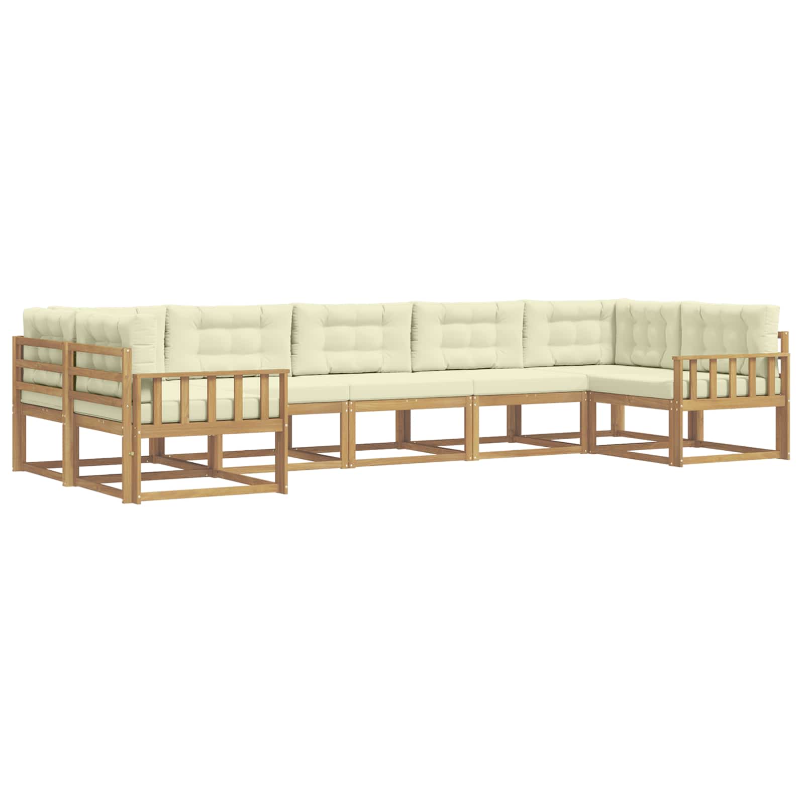 Buiten bankenset met kussen 7 pcs Wit en crèmekleurig is nu te koop bij PeponiXL, paradijselijk wonen!
