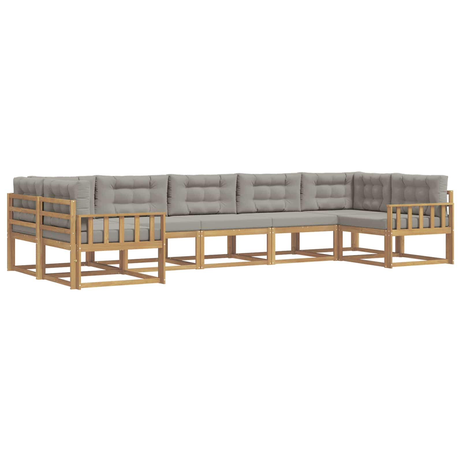 Buiten bankenset met kussen 7 pcs Wit en Lichtgrijs is nu te koop bij PeponiXL, paradijselijk wonen!