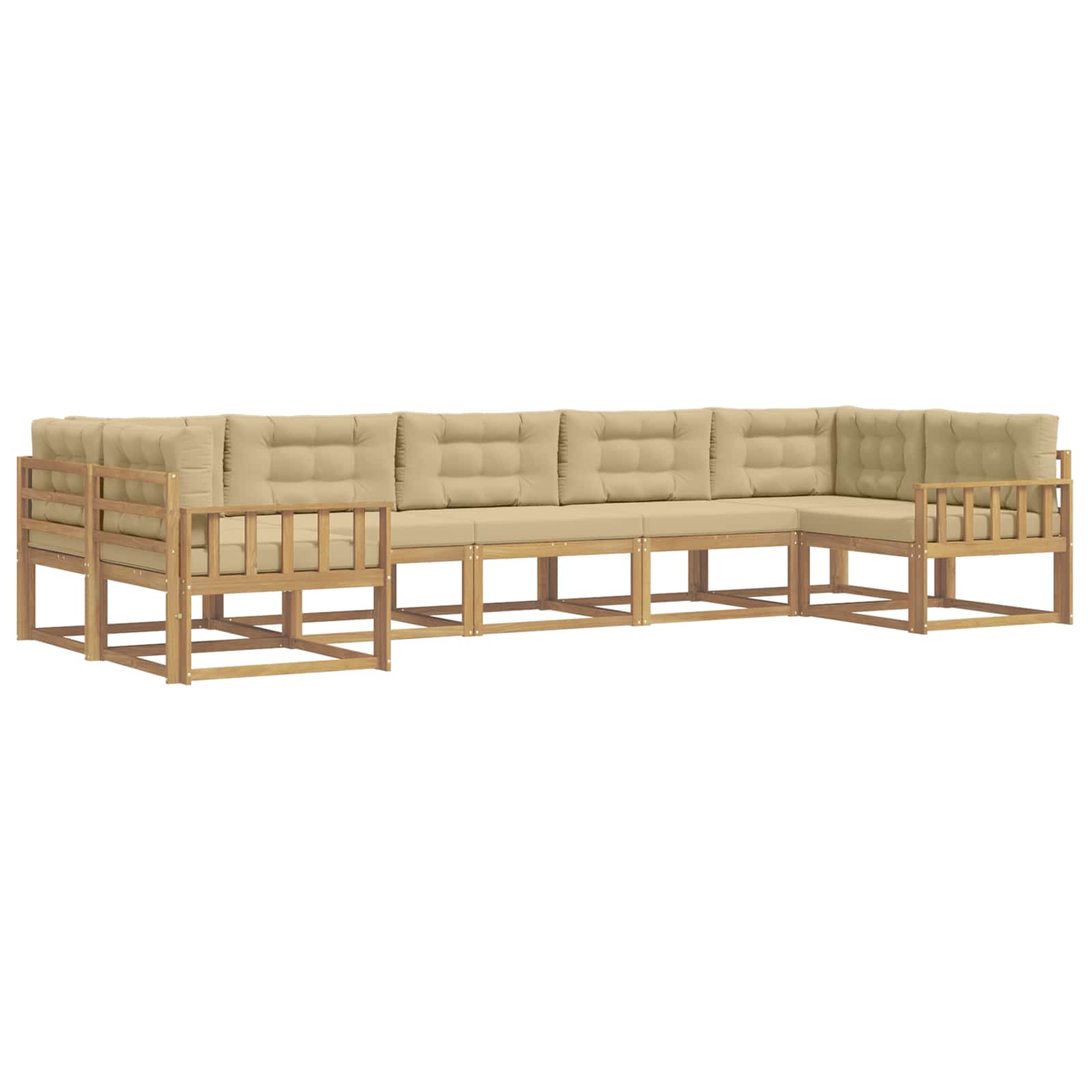 Buiten bankenset met kussen 7 pcs Wit en Beige is nu te koop bij PeponiXL, paradijselijk wonen!