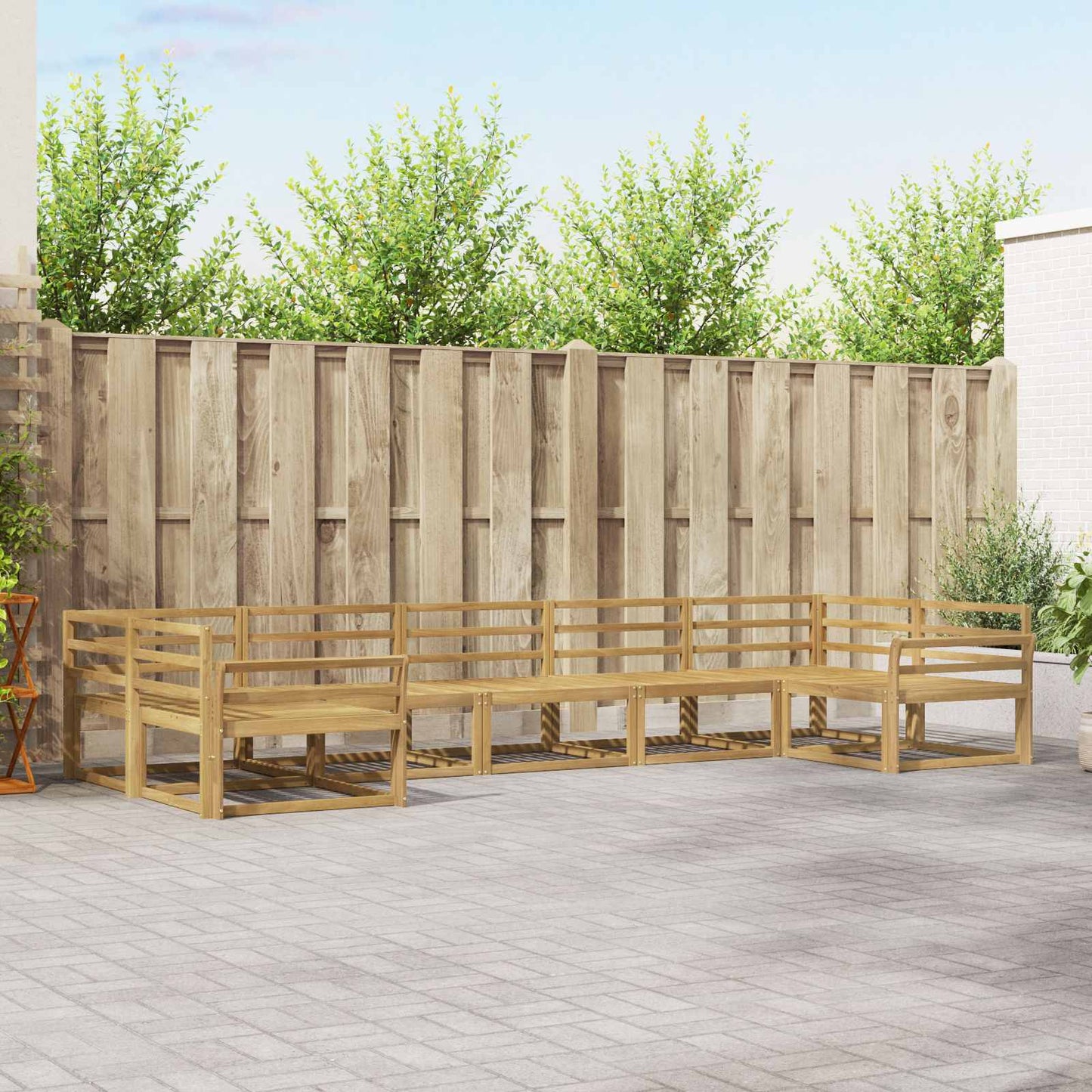 Buiten bankenset 7 pcs Wit Massief Acaciahout is nu te koop bij PeponiXL, paradijselijk wonen!