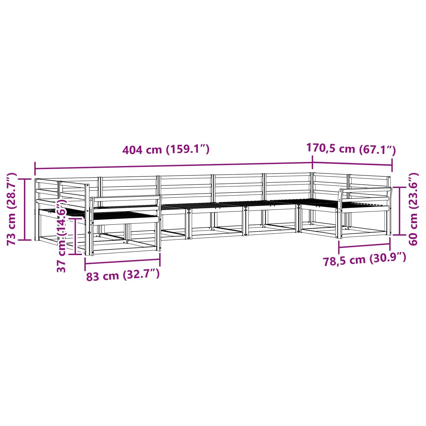 Buiten bankenset 7 pcs Wit Massief Acaciahout is nu te koop bij PeponiXL, paradijselijk wonen!