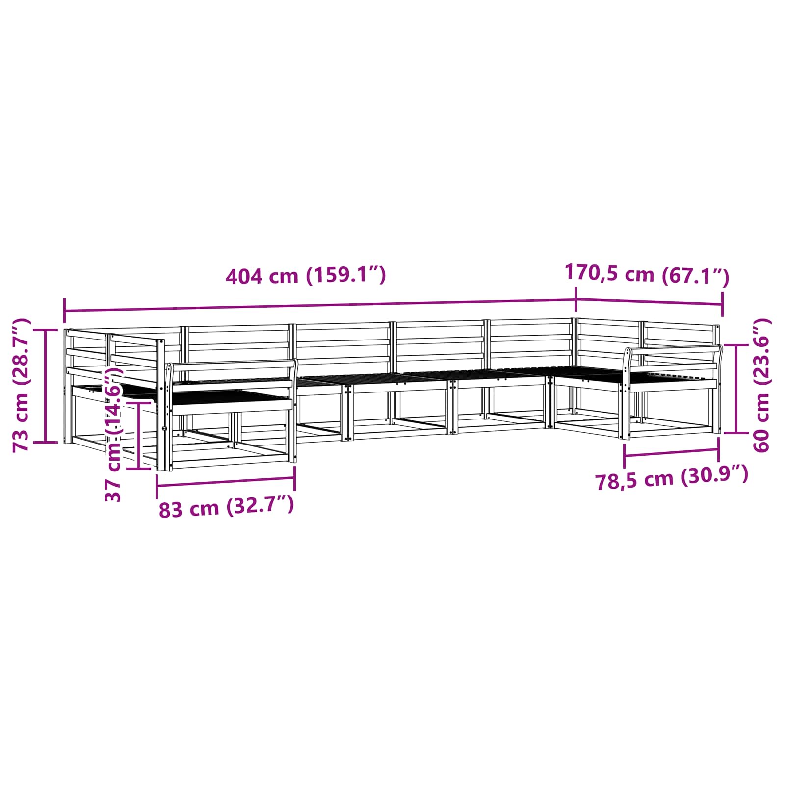 Buiten bankenset 7 pcs Wit Massief Acaciahout is nu te koop bij PeponiXL, paradijselijk wonen!