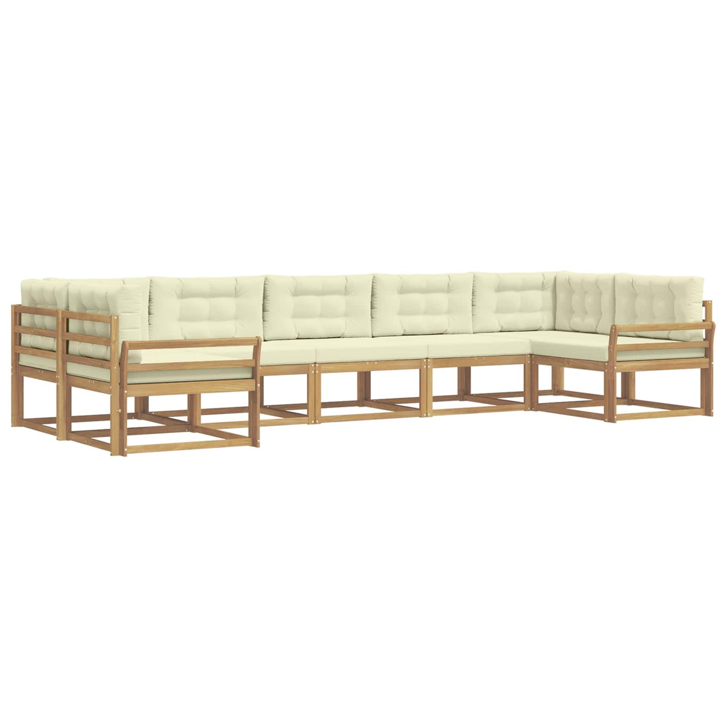 Buiten bankenset met kussen 7 pcs Wit en crèmekleurig is nu te koop bij PeponiXL, paradijselijk wonen!