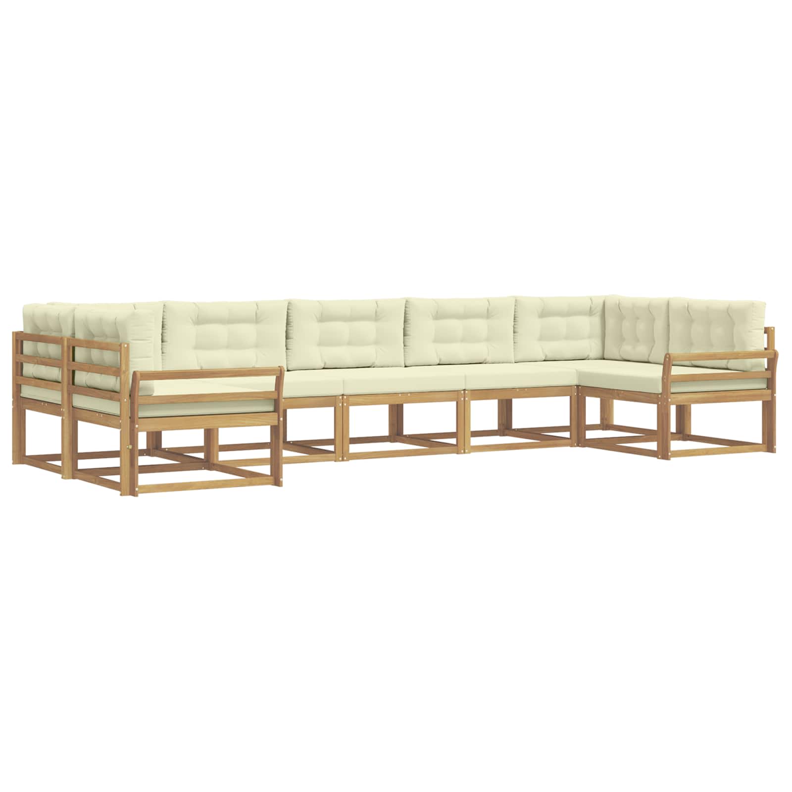 Buiten bankenset met kussen 7 pcs Wit en crèmekleurig is nu te koop bij PeponiXL, paradijselijk wonen!