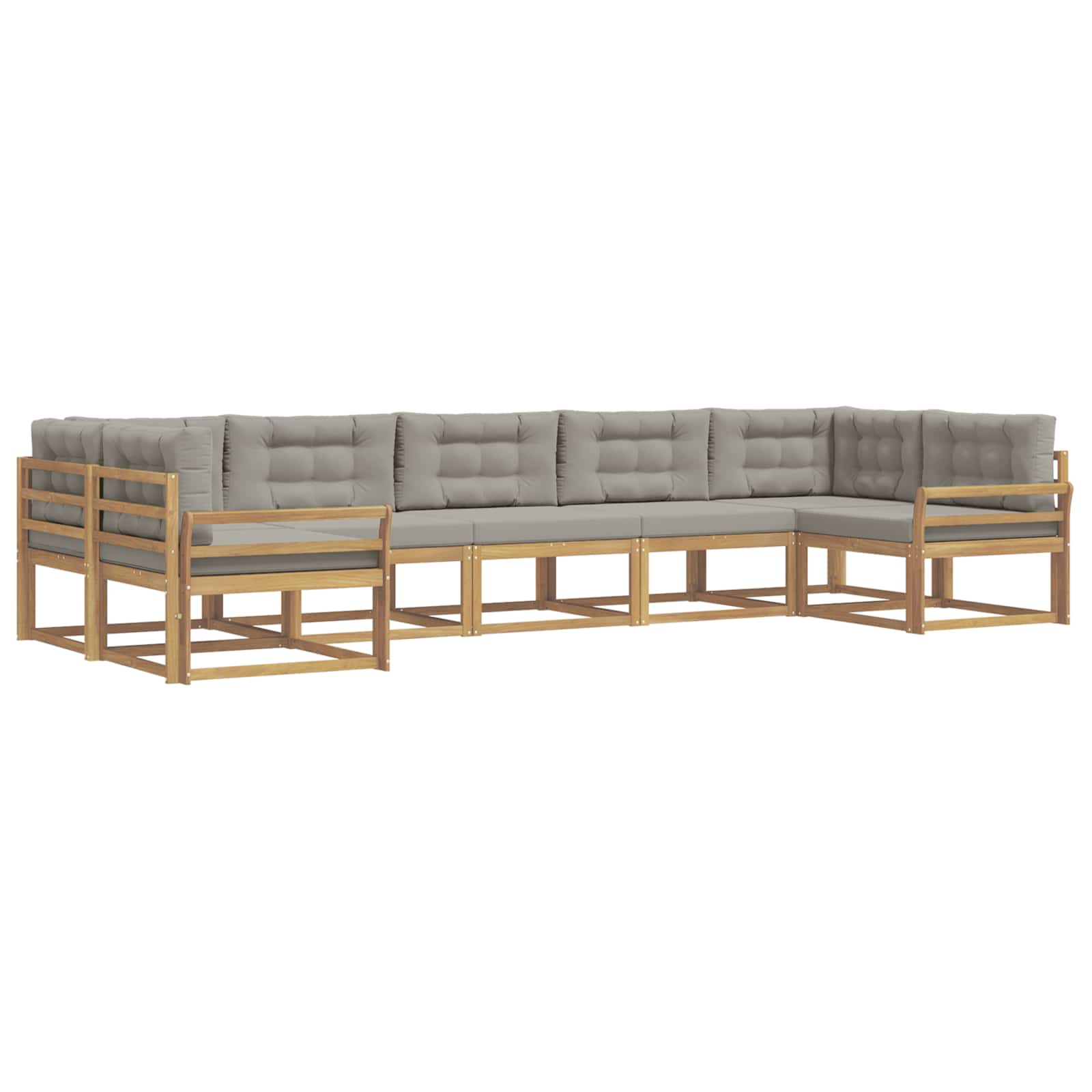 Buiten bankenset met kussen 7 pcs Wit en Lichtgrijs is nu te koop bij PeponiXL, paradijselijk wonen!