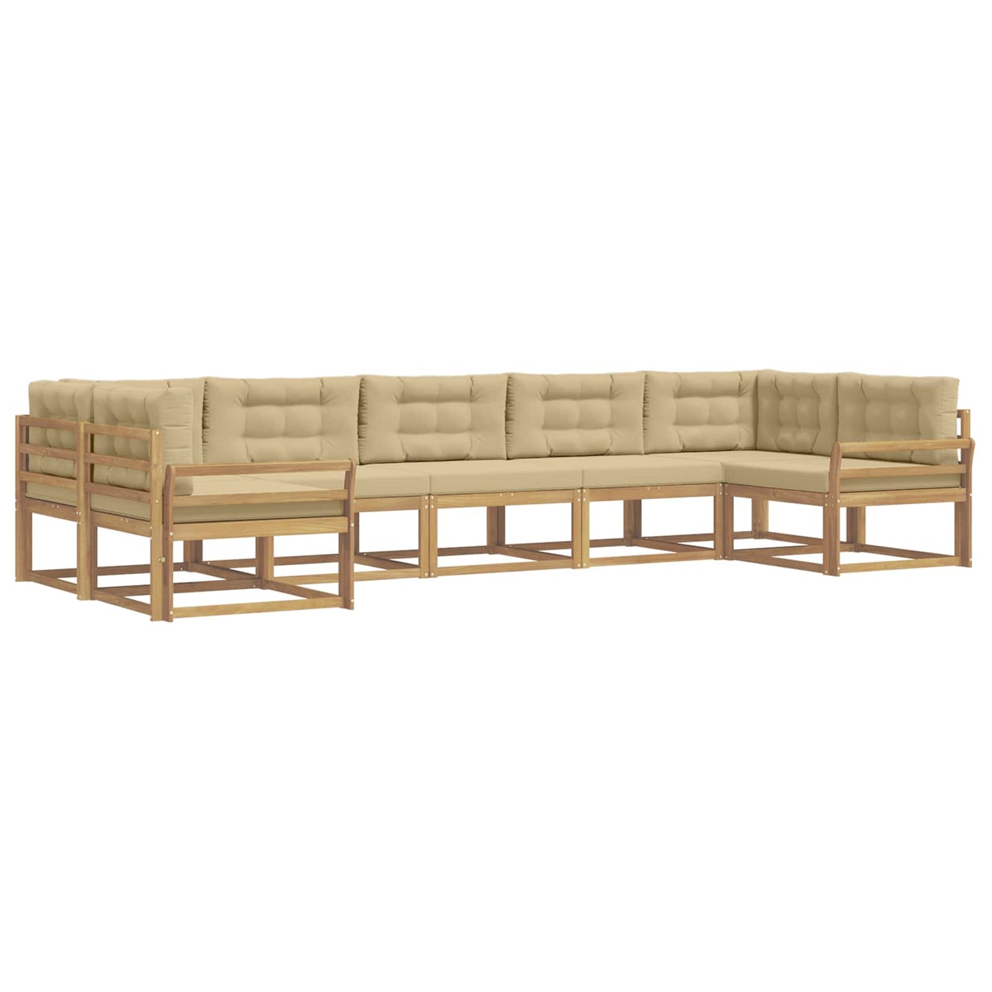 Buiten bankenset met kussen 7 pcs Wit en Beige is nu te koop bij PeponiXL, paradijselijk wonen!