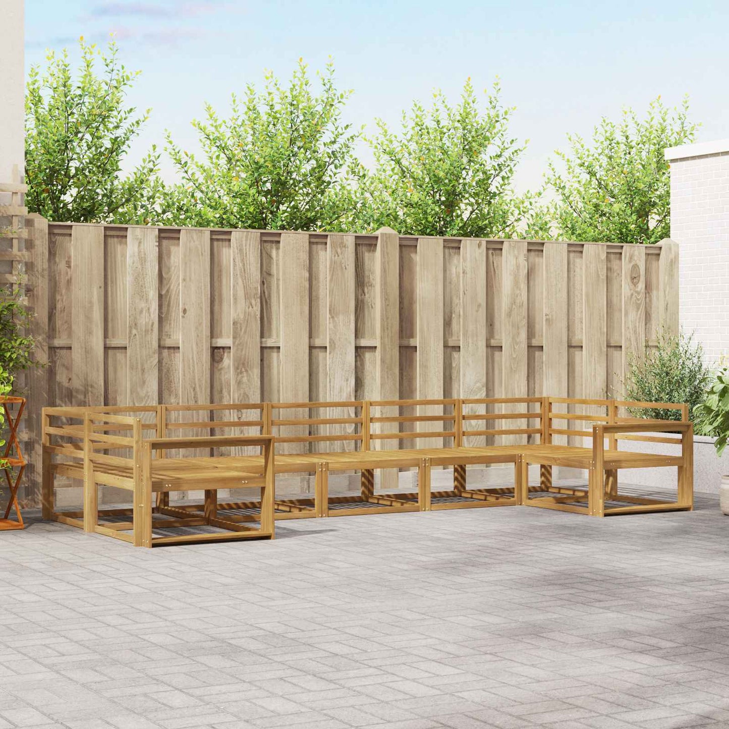 Buiten bankenset 7 pcs Wit Massief Acaciahout is nu te koop bij PeponiXL, paradijselijk wonen!