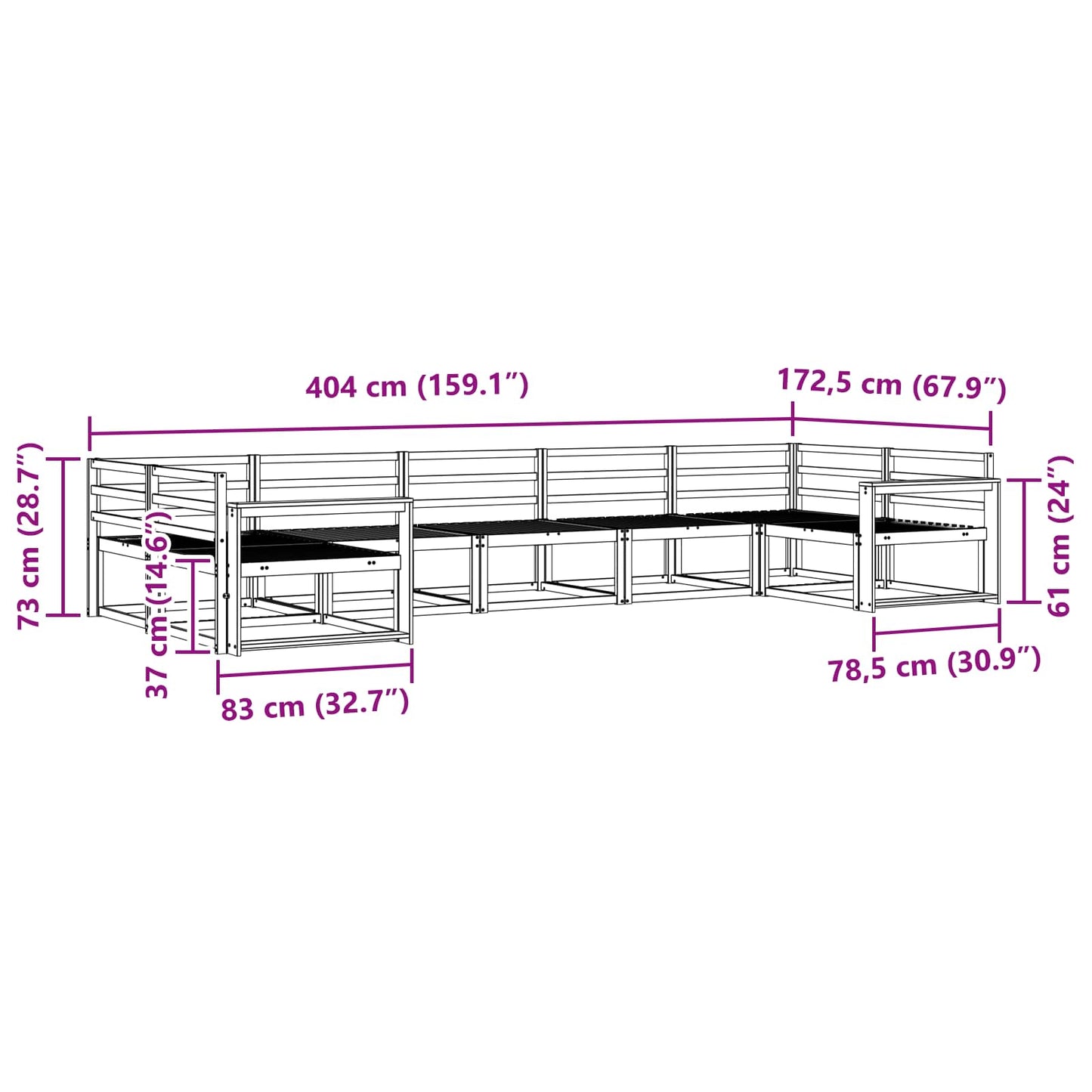 Buiten bankenset 7 pcs Wit Massief Acaciahout is nu te koop bij PeponiXL, paradijselijk wonen!