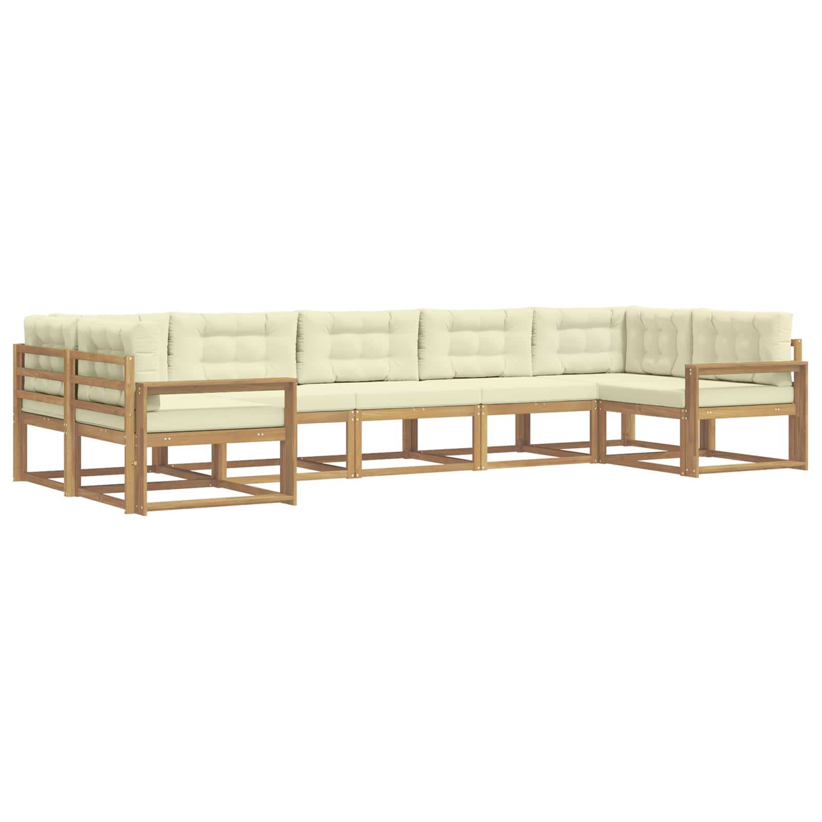 Buiten bankenset met kussen 7 pcs Wit en crèmekleurig is nu te koop bij PeponiXL, paradijselijk wonen!